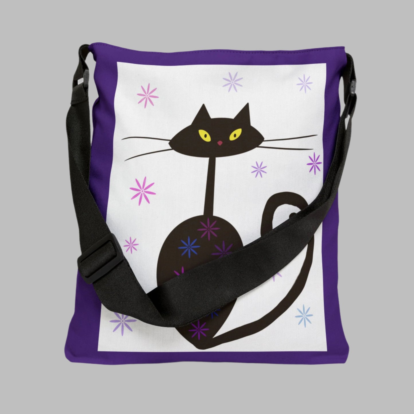 Mid Mod Kitty Cat Adjustable Tote Bag