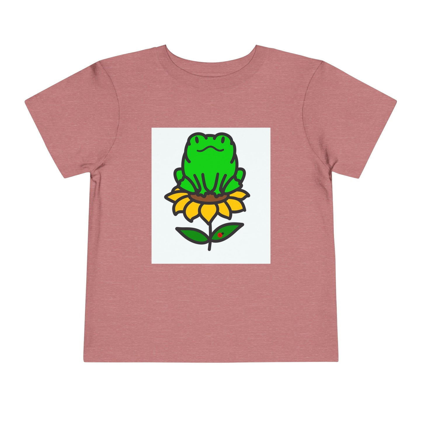 Toddler Tshirt Frog Sitting on Sunflower Short Sleeve Tee