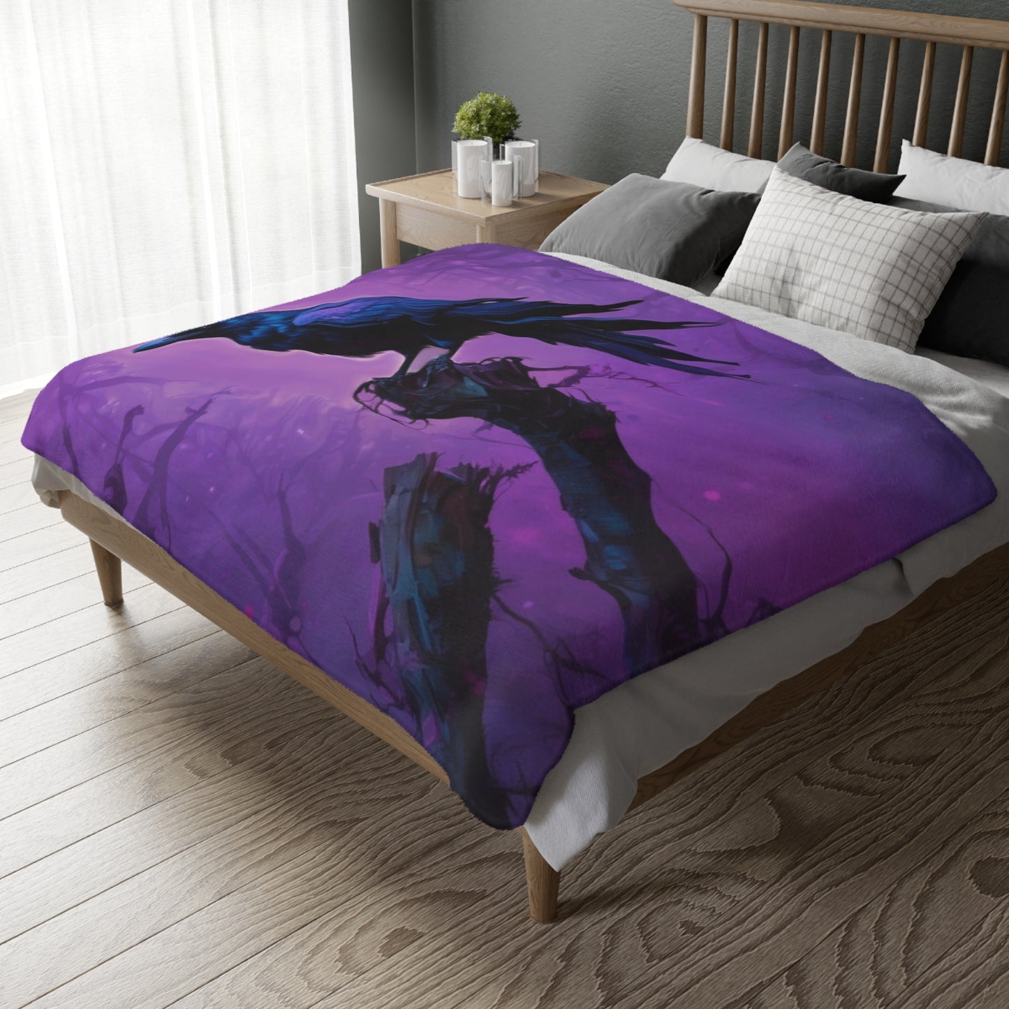 Velveteen Blanket - Crow in Purple Mist