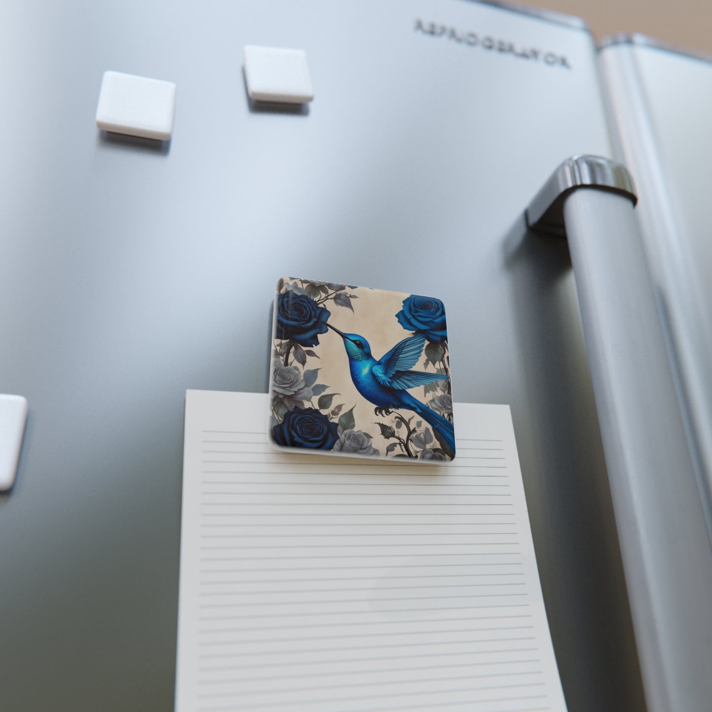 Square Blue Hummingbird Magnet