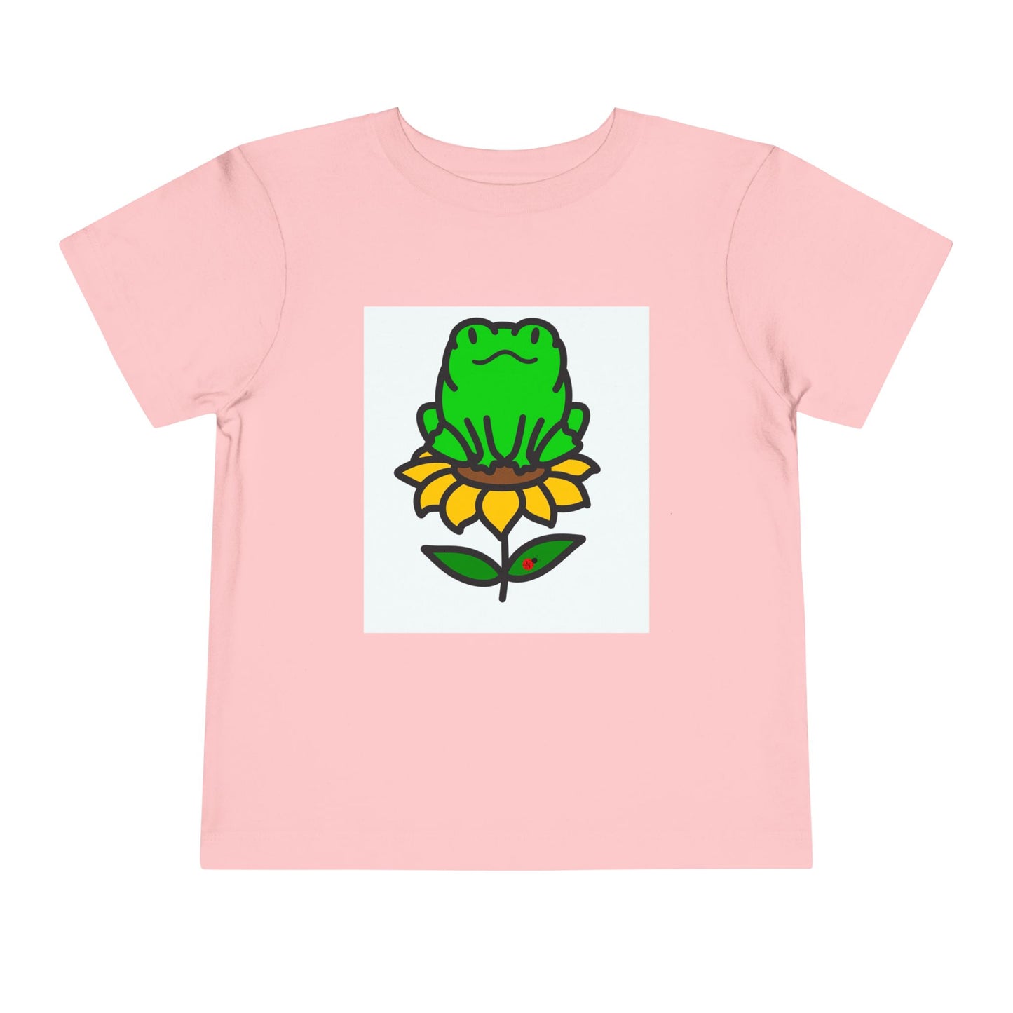 Toddler Tshirt Frog Sitting on Sunflower Short Sleeve Tee