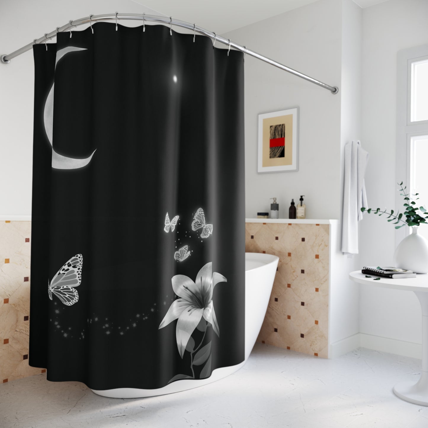 Moon Flower Shower Curtain