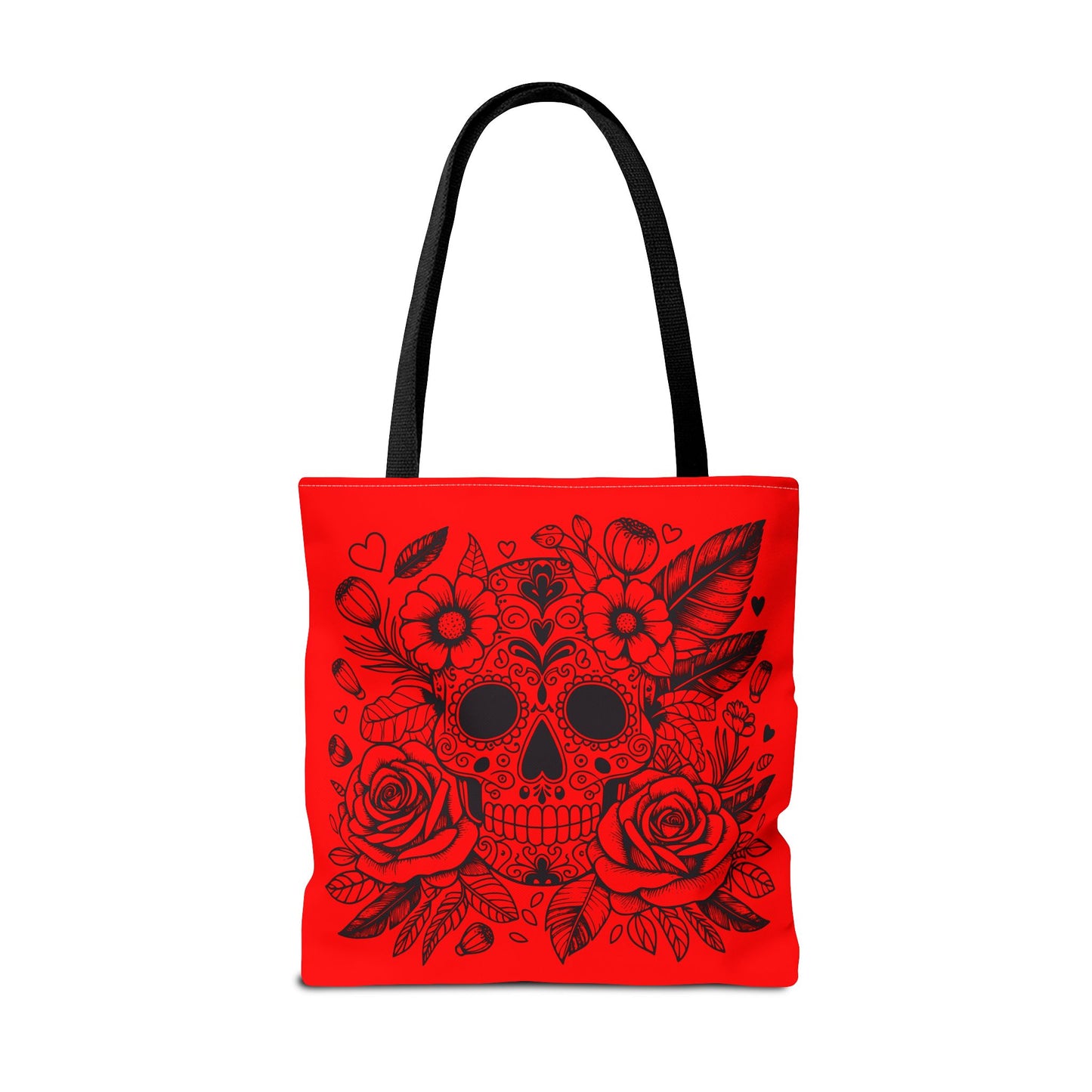 Red and Black Sugar Skull Tote Bag