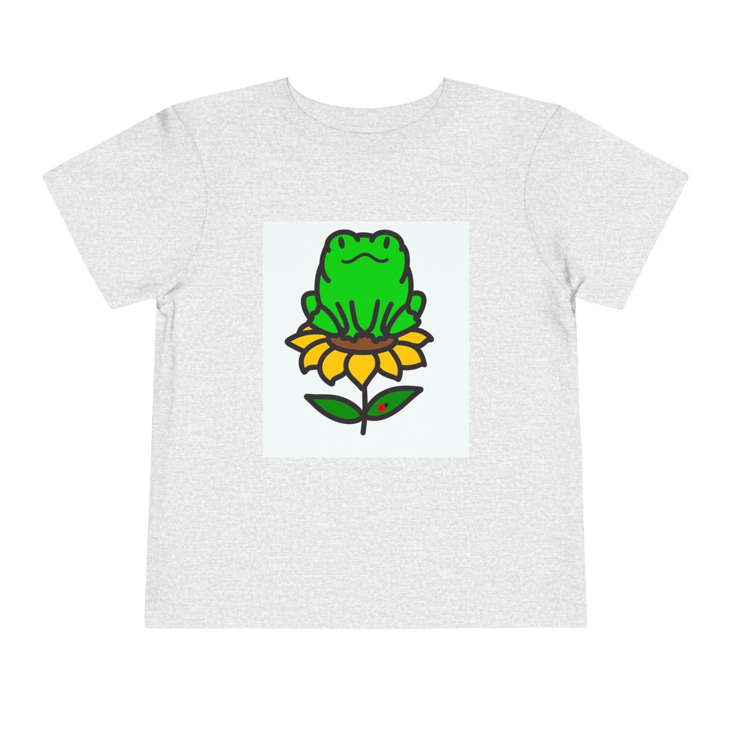 Toddler Tshirt Frog Sitting on Sunflower Short Sleeve Tee