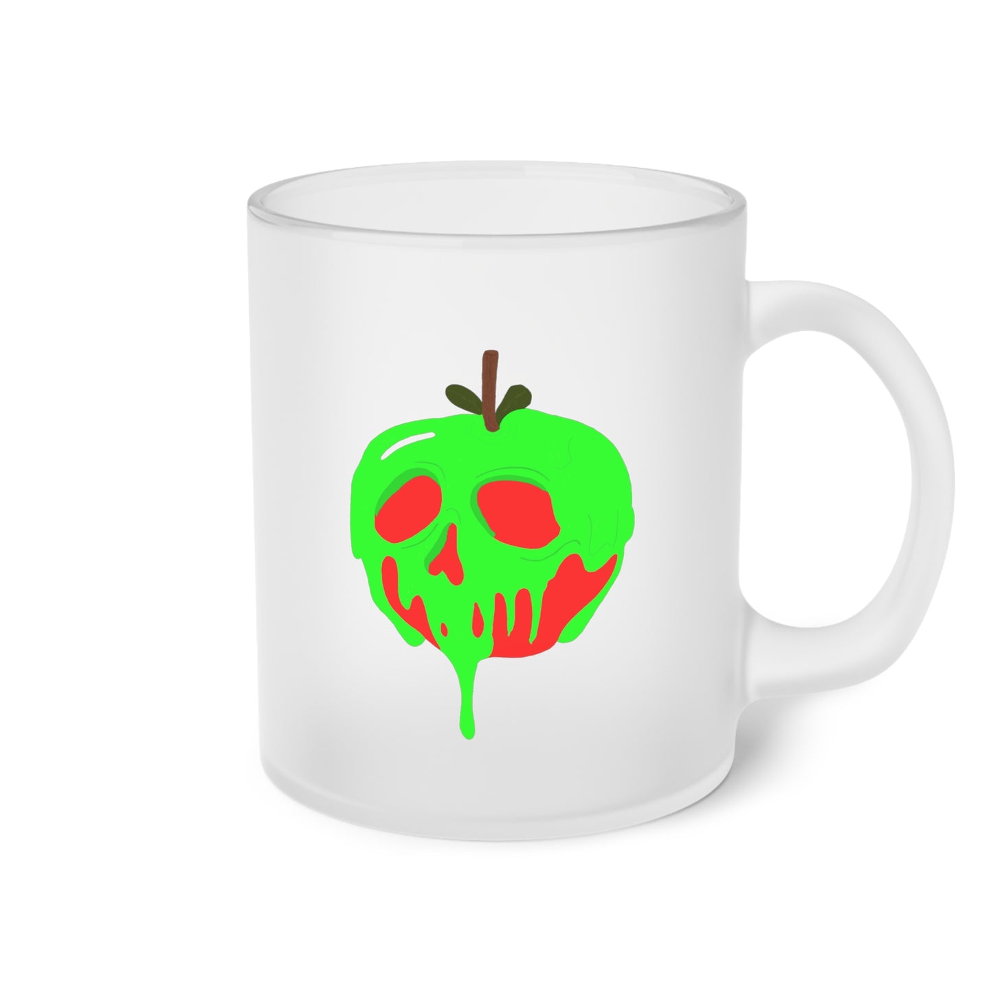 Frosted glass 11oz Mug - Bright Red and Green Poison Apple - What's Your Poison