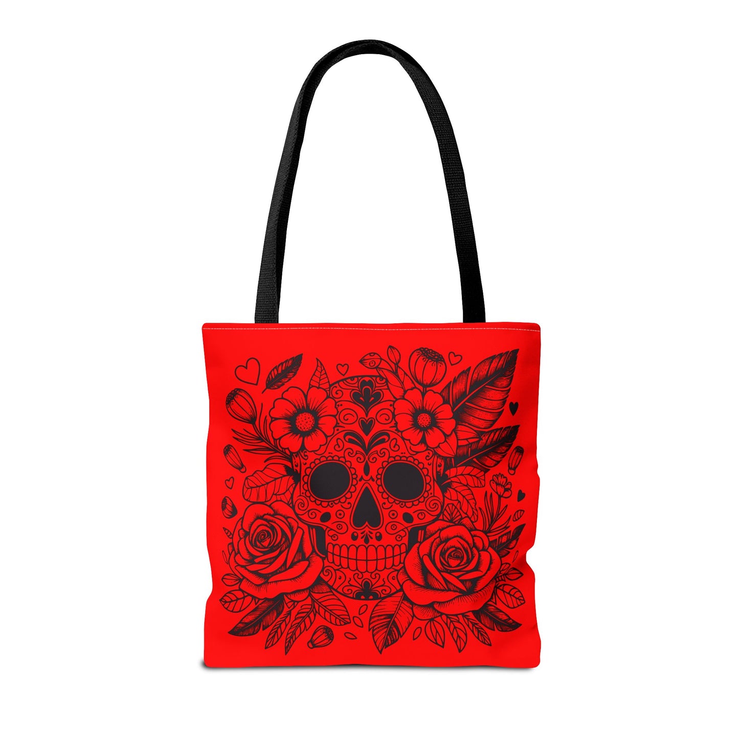 Red and Black Sugar Skull Tote Bag