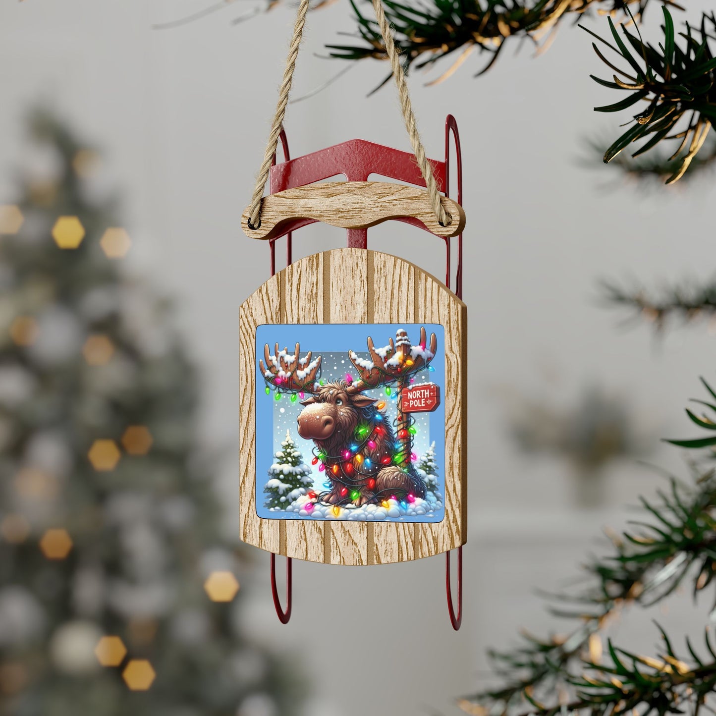 Christmas Moose Sled Ornaments