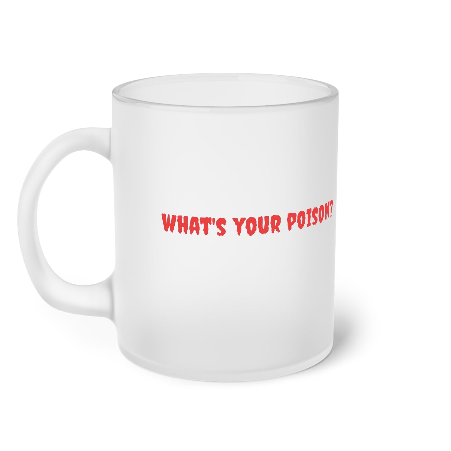 Frosted glass 11oz Mug - Bright Red and Green Poison Apple - What's Your Poison