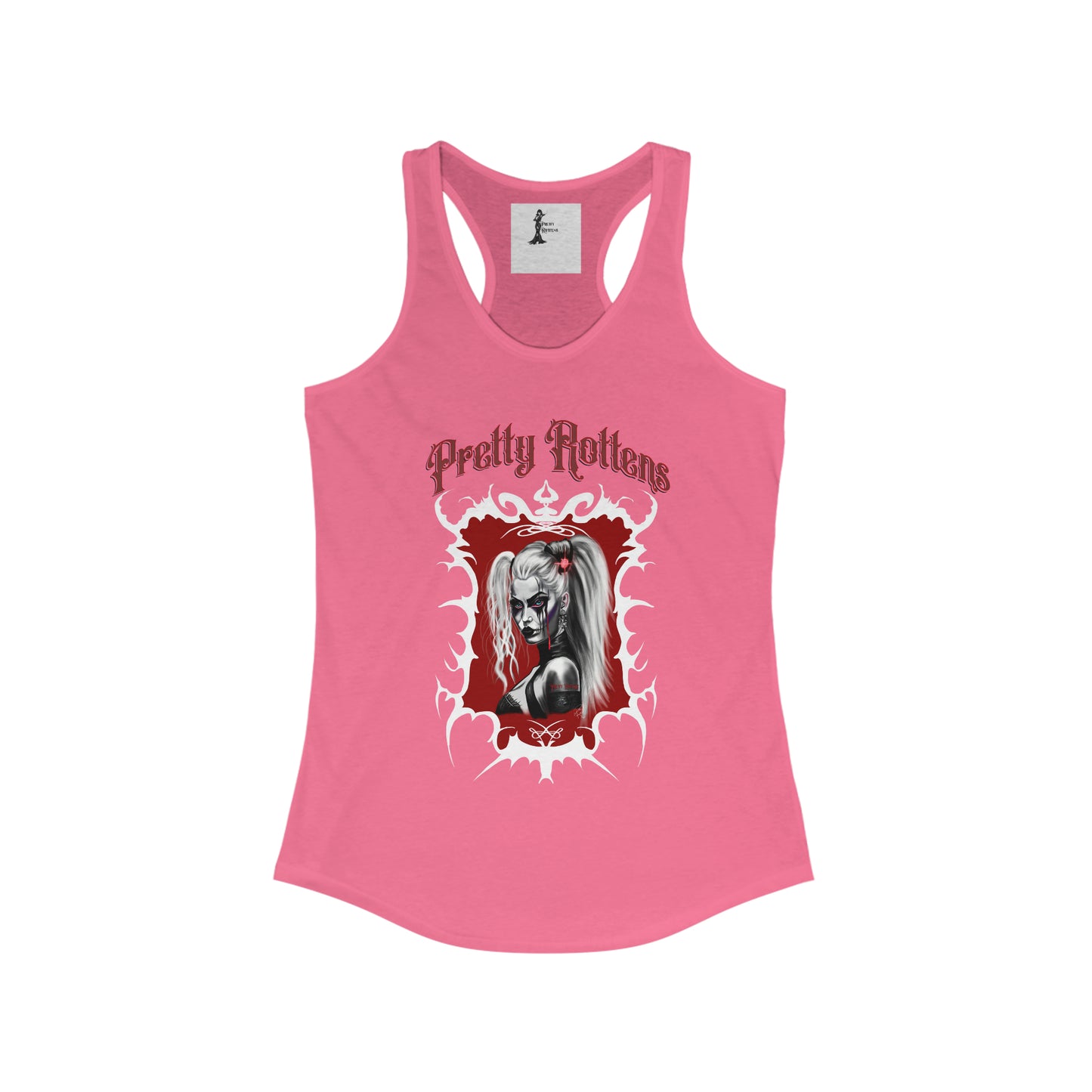 Women's Gothic Red and Black Pretty Dead Zombie Racerback Tank