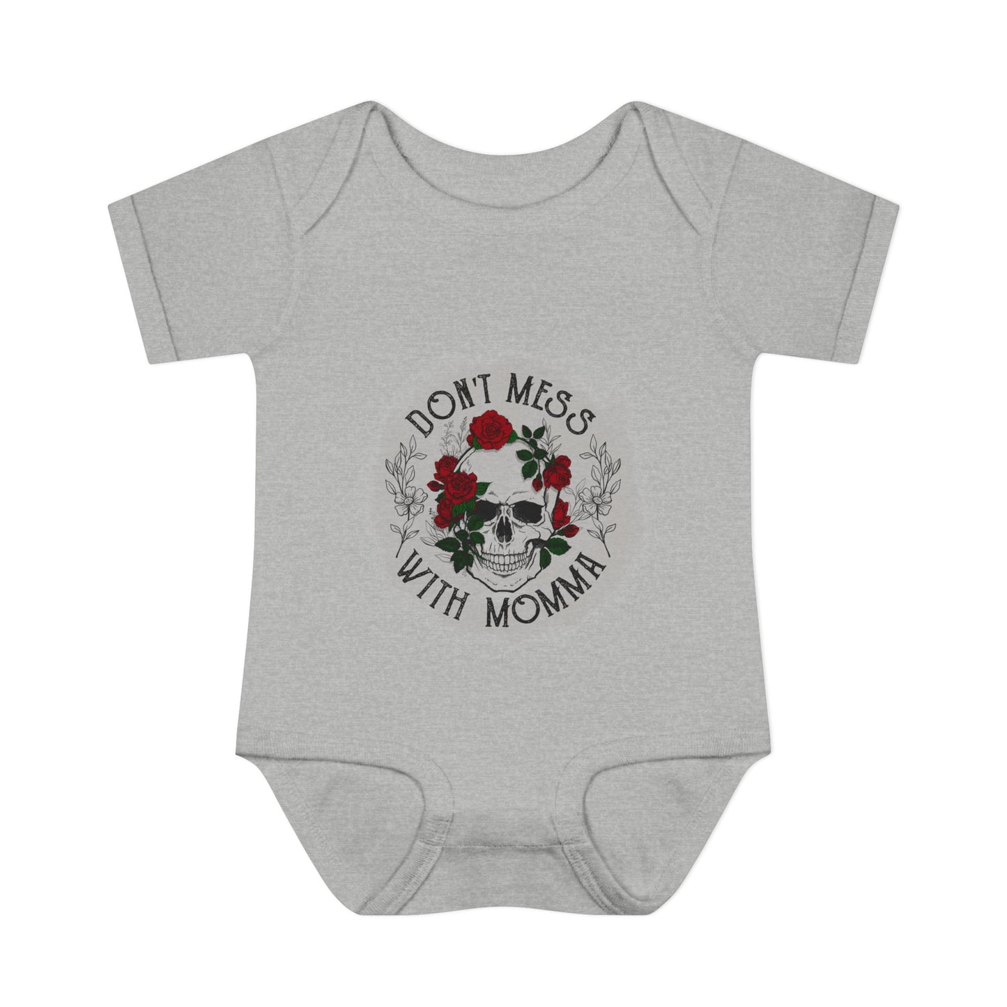 Goth Baby Bodysuit - Skull and Flowers Design - Don't Mess with Momma