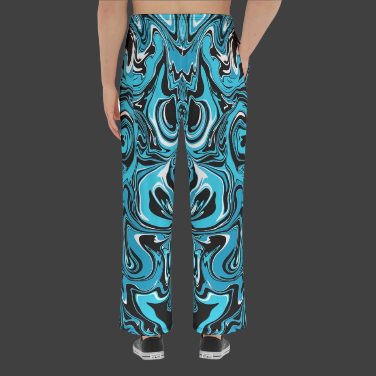 Women's Alternative Aqua Blue Liquid Art Fleece Wide Leg Pants