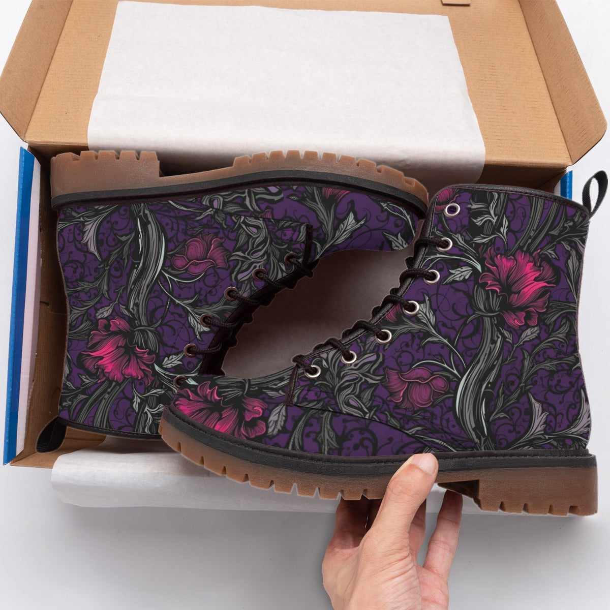 Purple Goth Flower Boots by KP