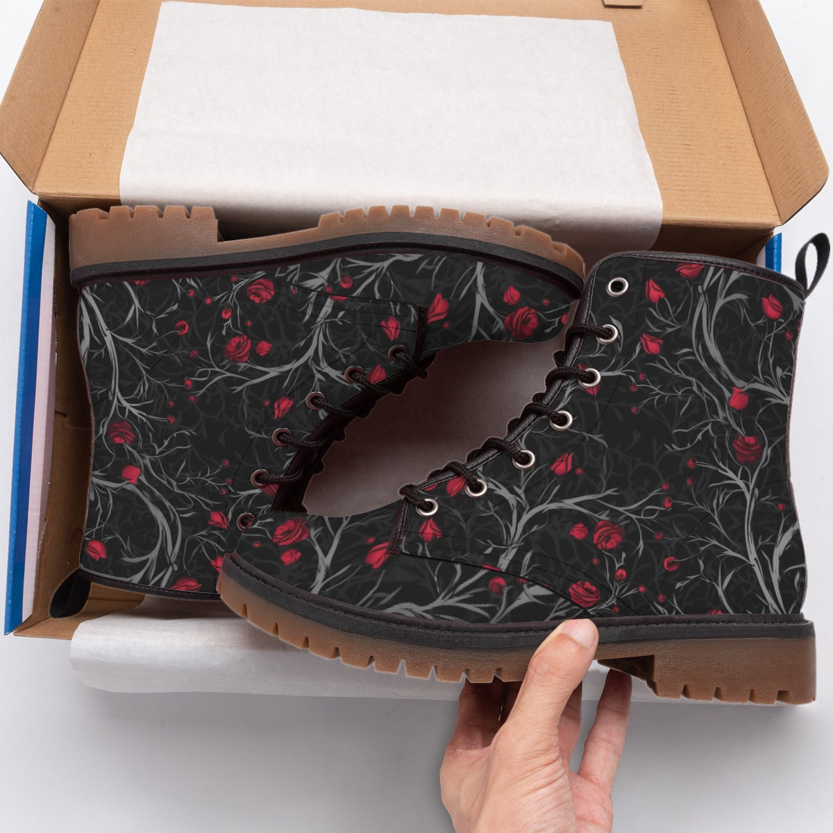 Small Red Roses Wicked Branches Boots by KP