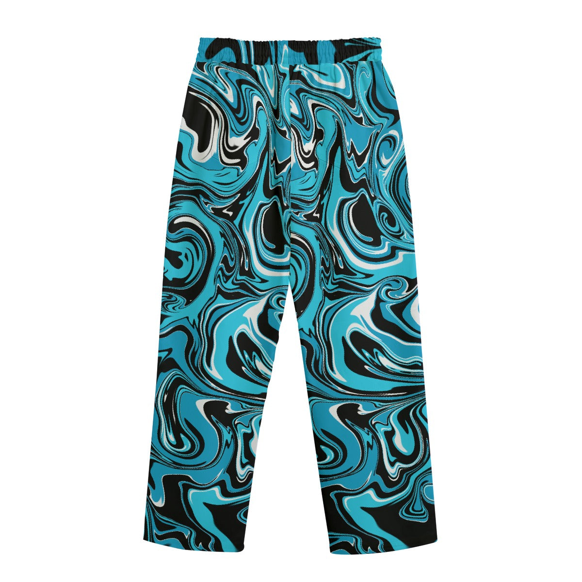 Alternative Gothic Unisex Liquid Art Blue Cotton Lounge Pants