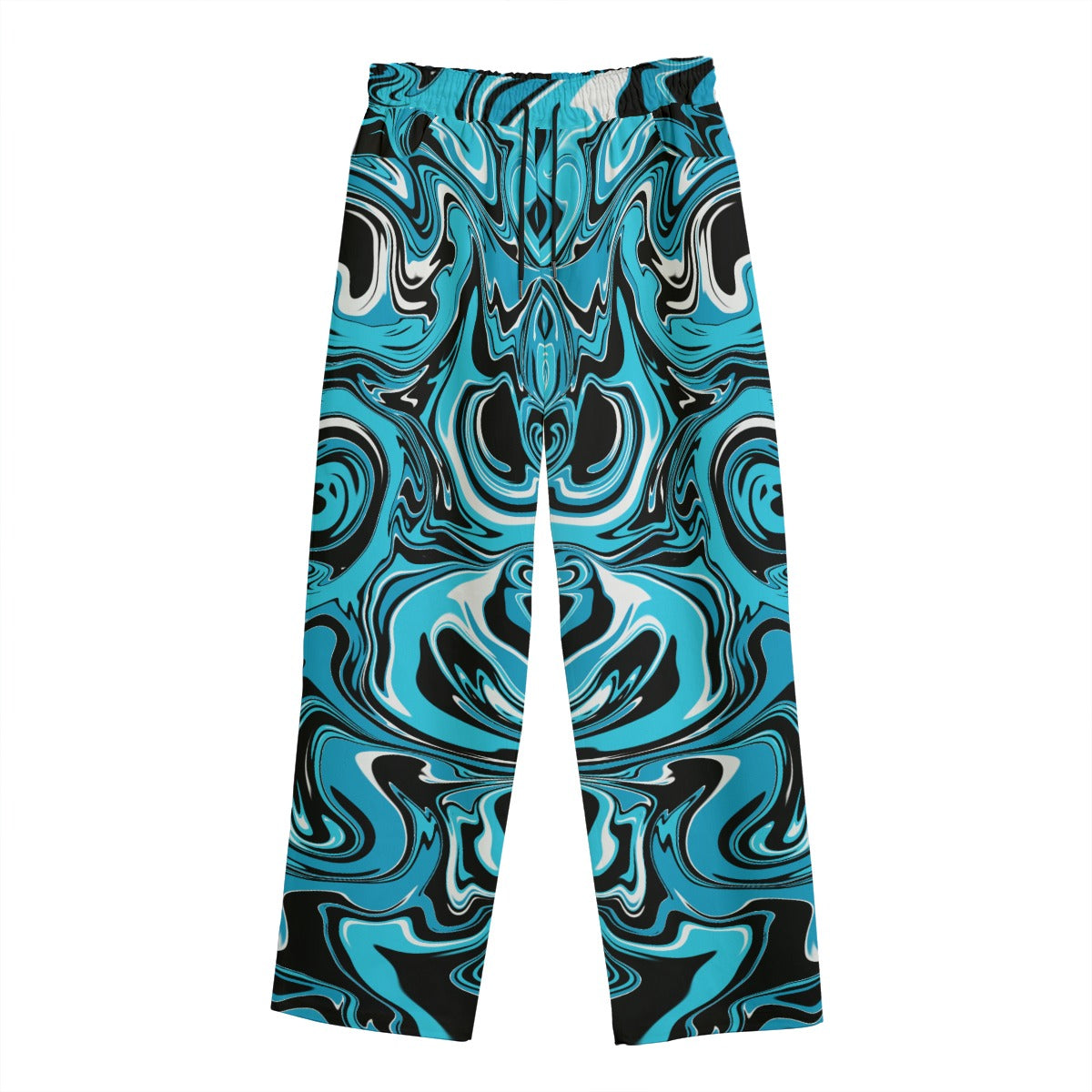 Alternative Gothic Unisex Liquid Art Blue Cotton Lounge Pants