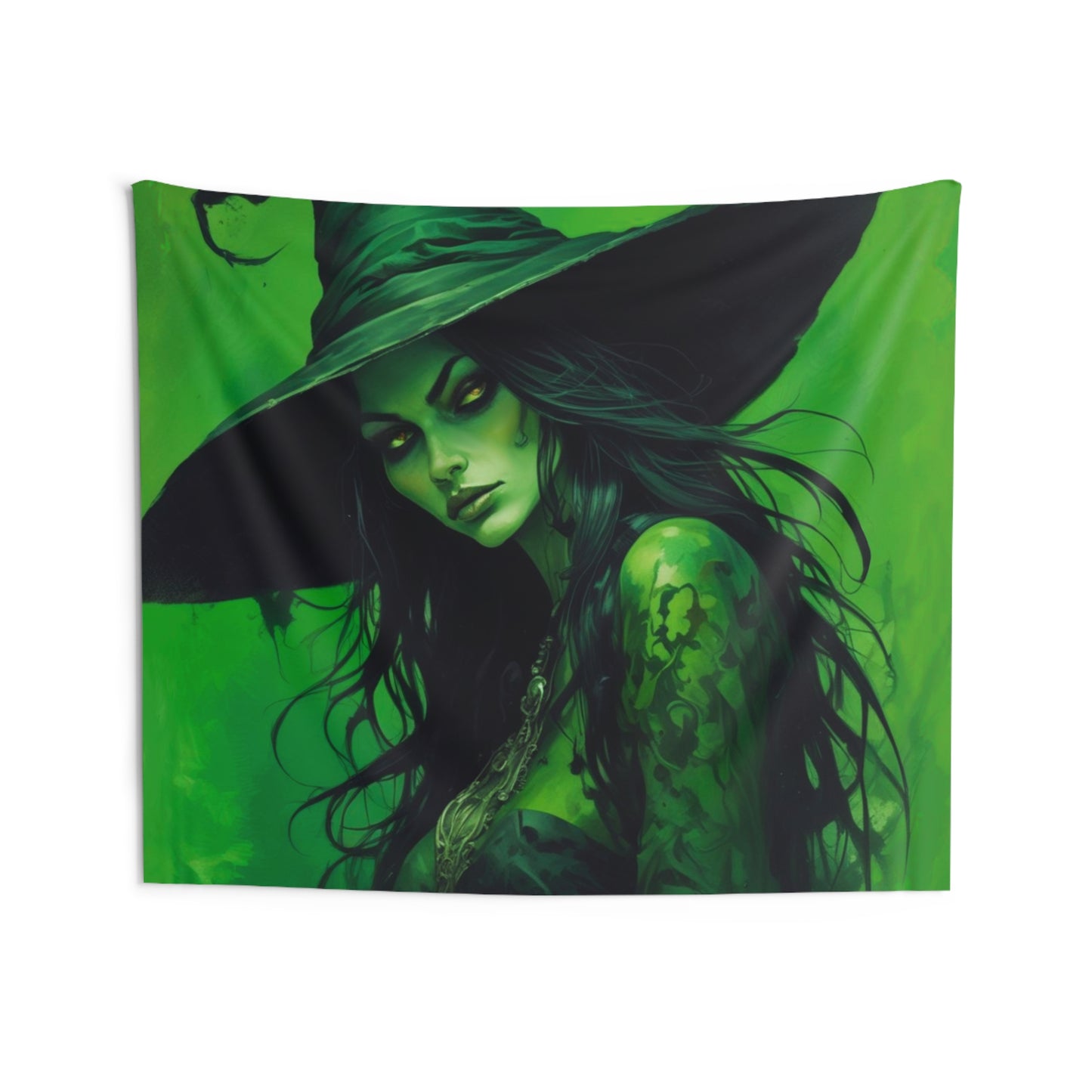 Witch Wall Tapestry - Custom Green Design