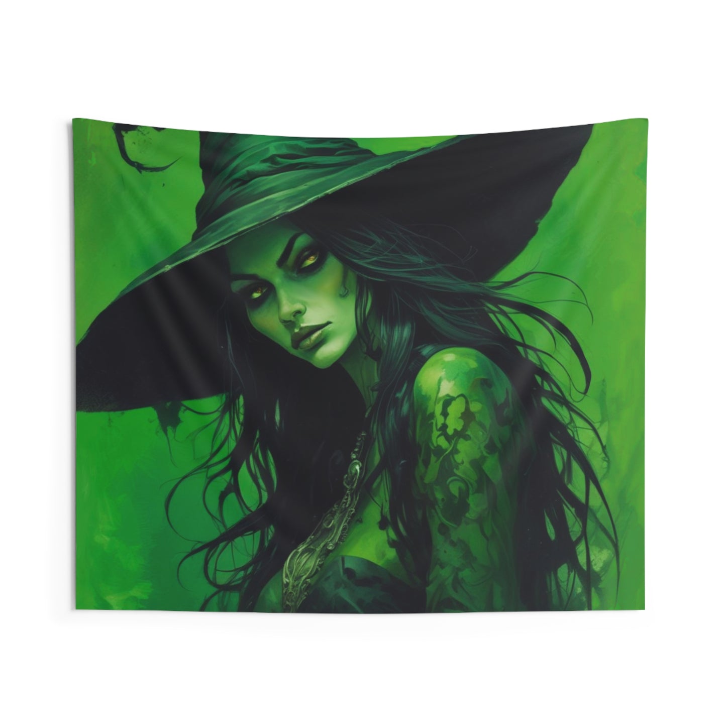 Witch Wall Tapestry - Custom Green Design