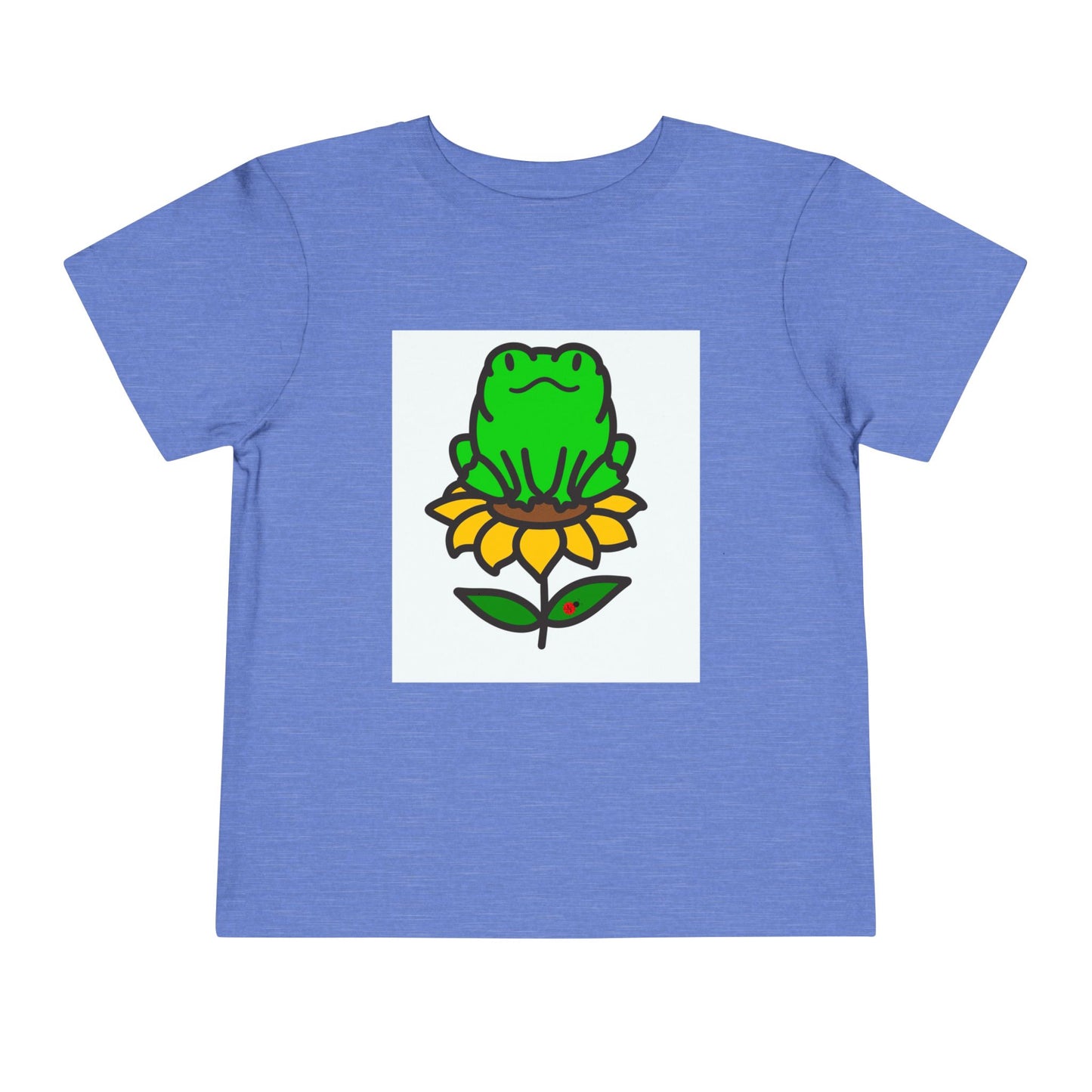 Toddler Tshirt Frog Sitting on Sunflower Short Sleeve Tee