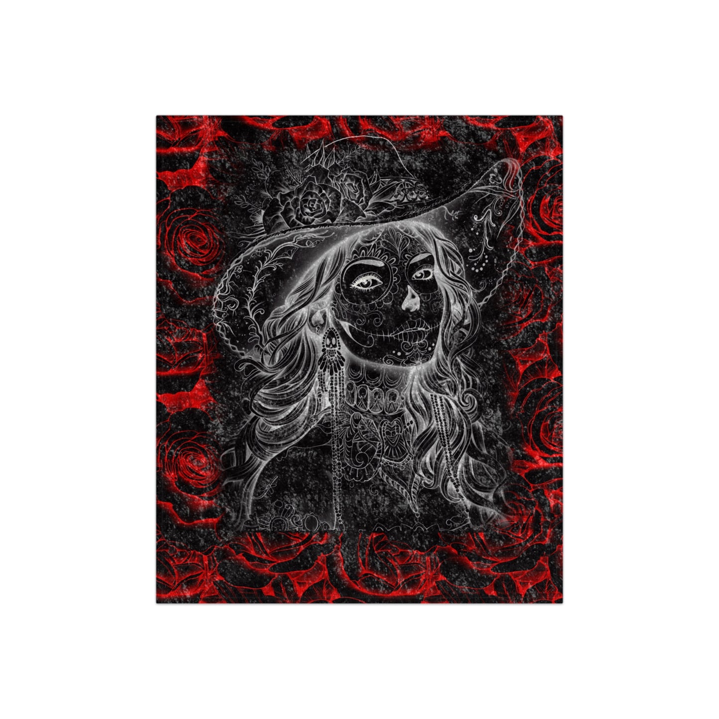 Dead Roses Crushed Velvet Blanket