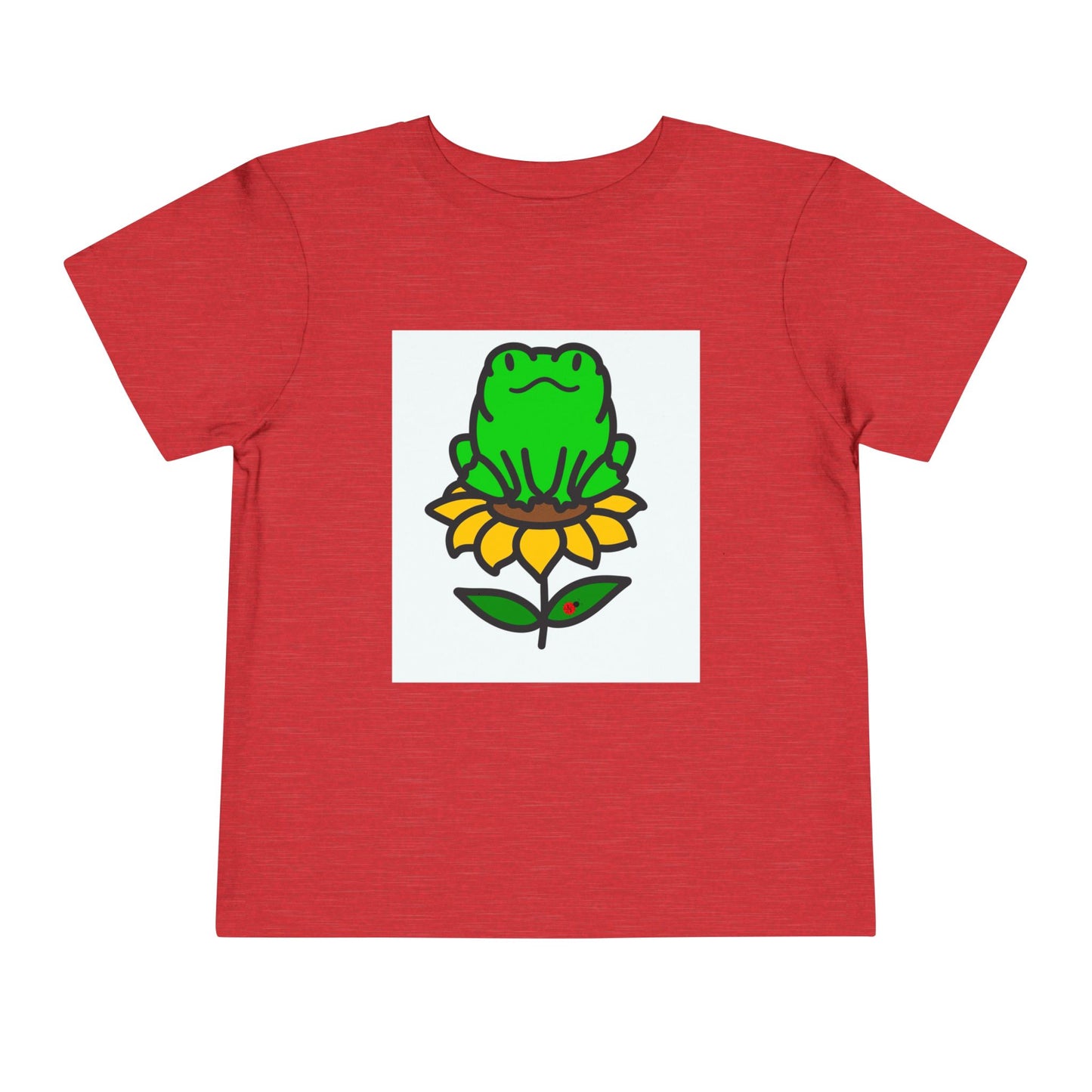 Toddler Tshirt Frog Sitting on Sunflower Short Sleeve Tee