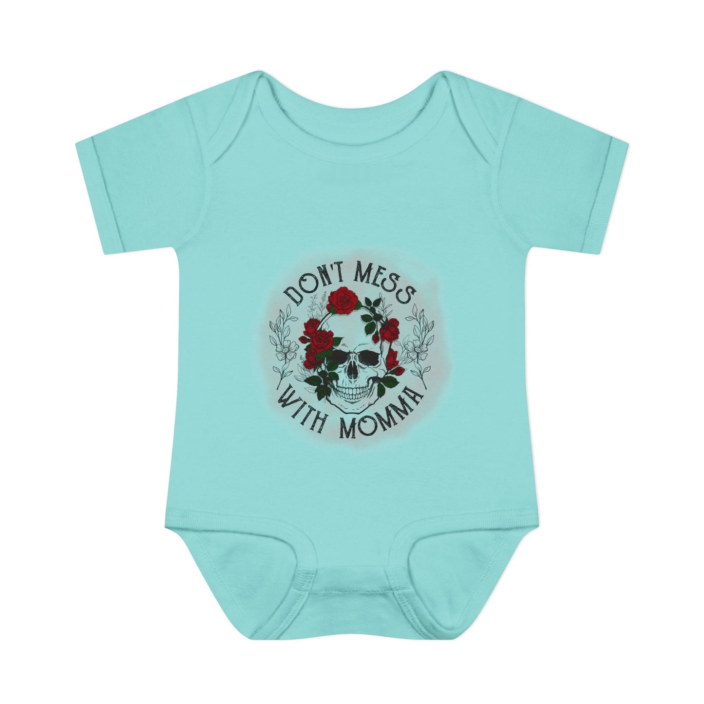 Goth Baby Bodysuit - Skull and Flowers Design - Don't Mess with Momma