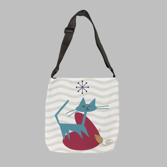 Mid Mod Cat and Mouse Adjustable Tote Bag