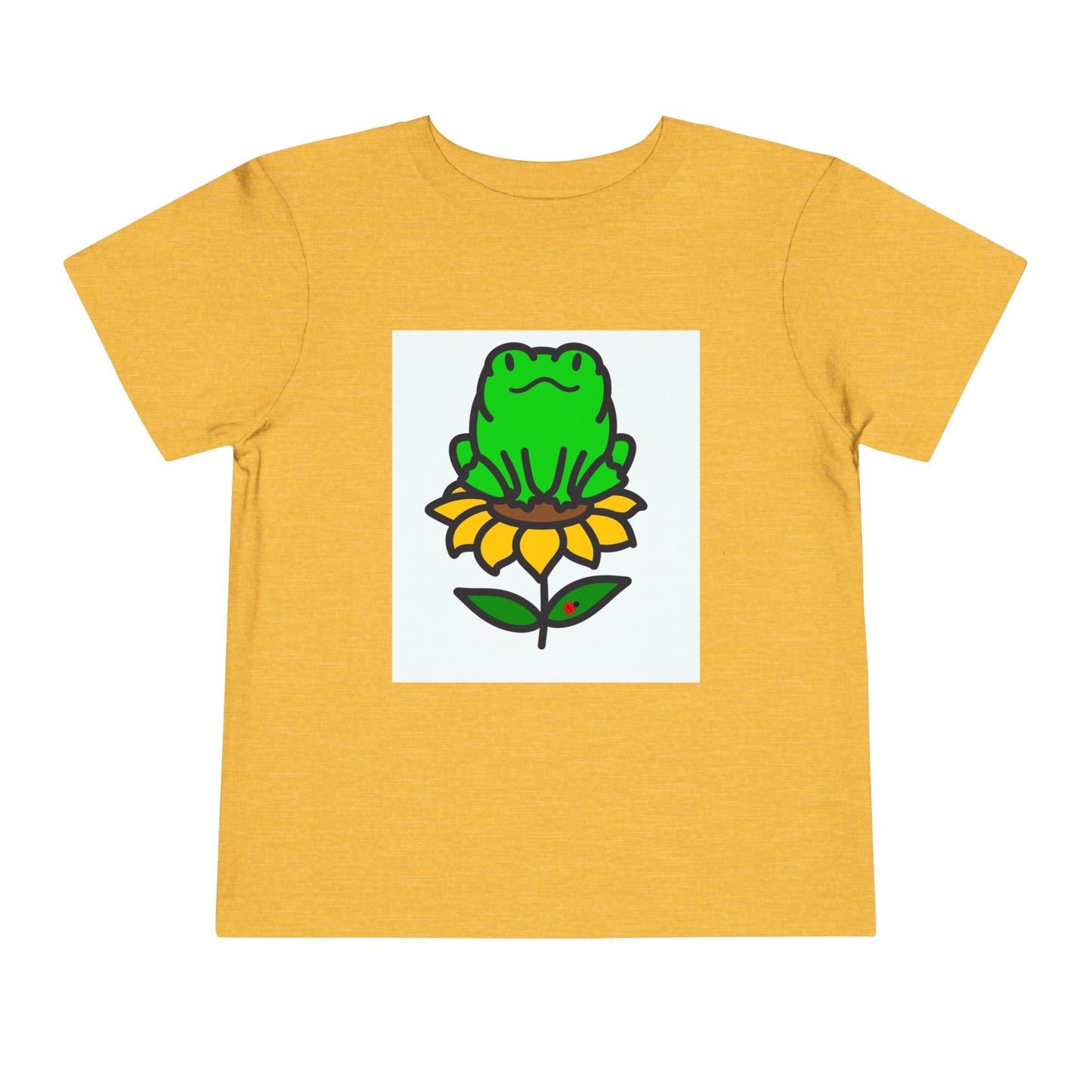 Toddler Tshirt Frog Sitting on Sunflower Short Sleeve Tee