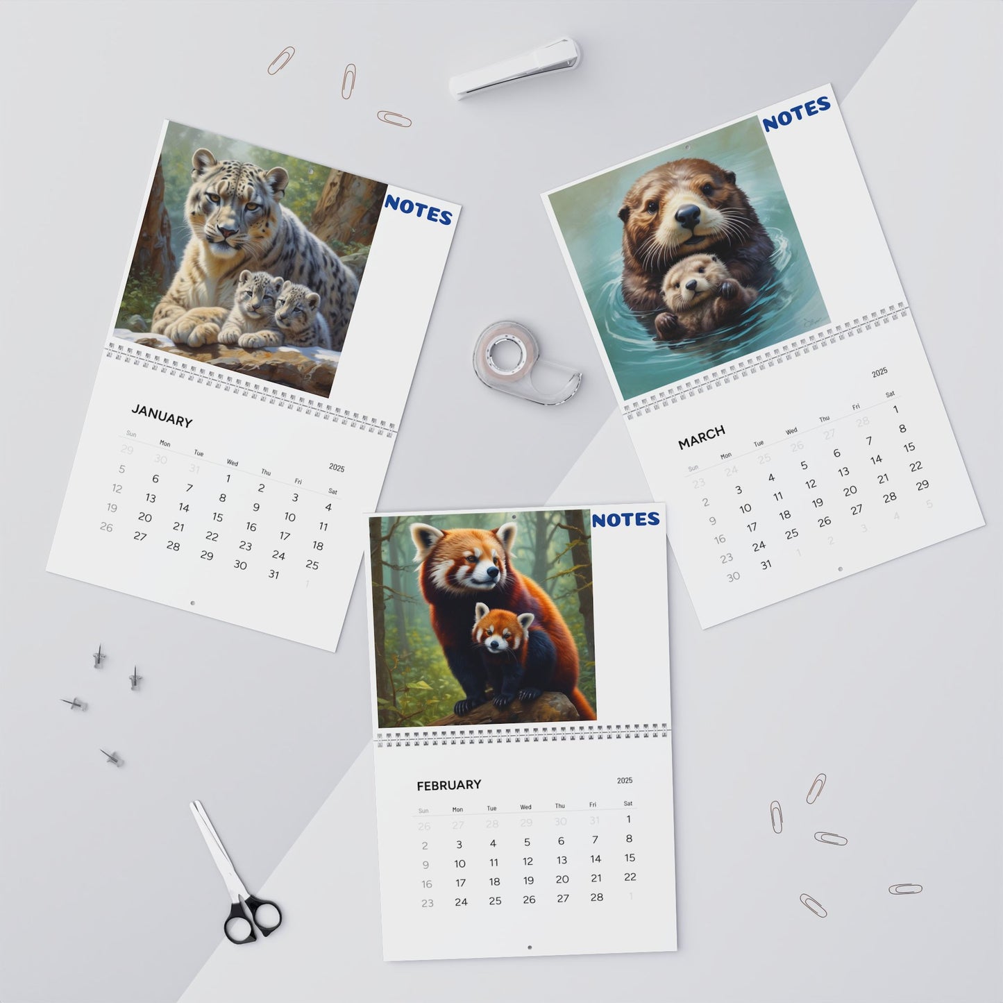 Wall Calendars (2025) Animals with babies