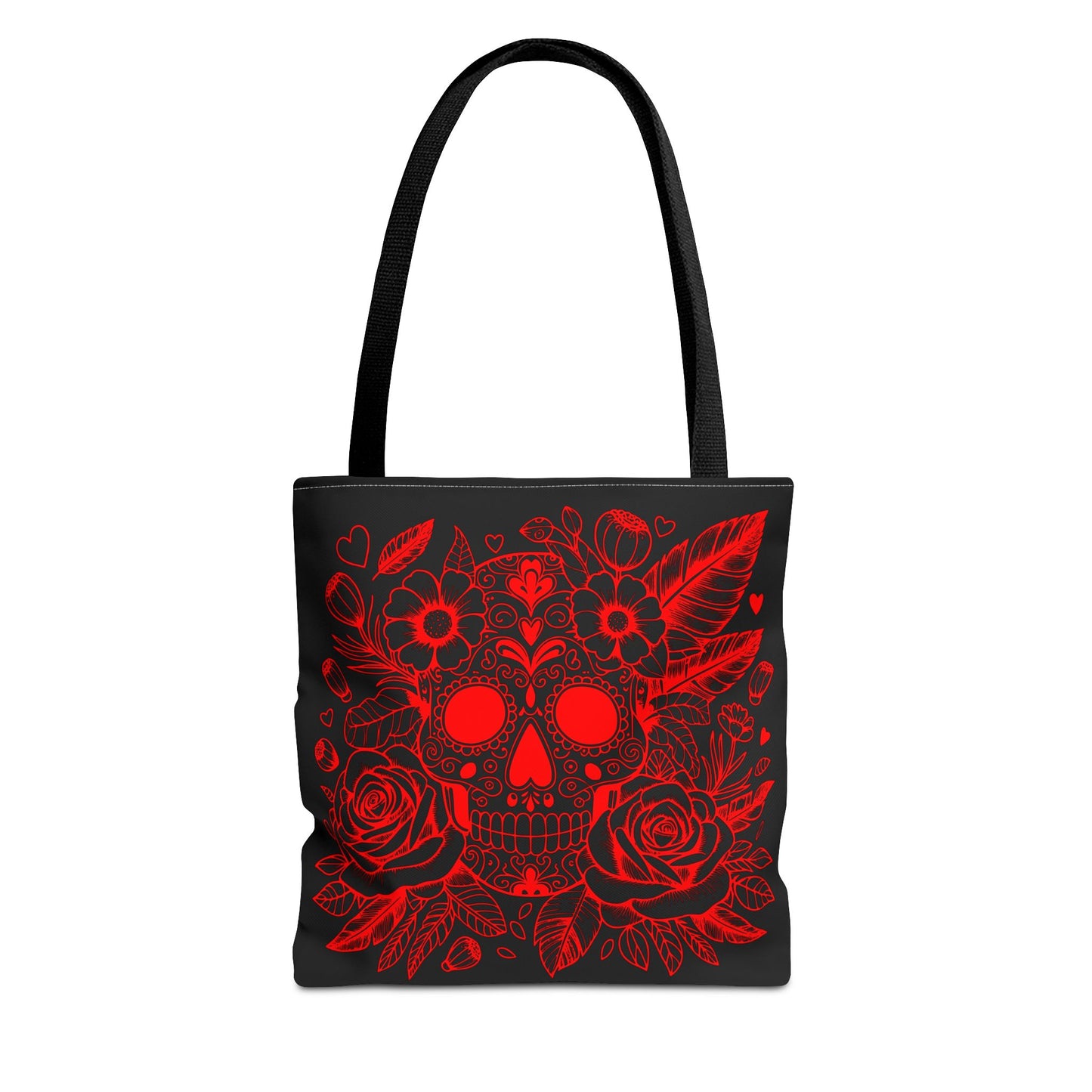 Red and Black Sugar Skull Tote Bag