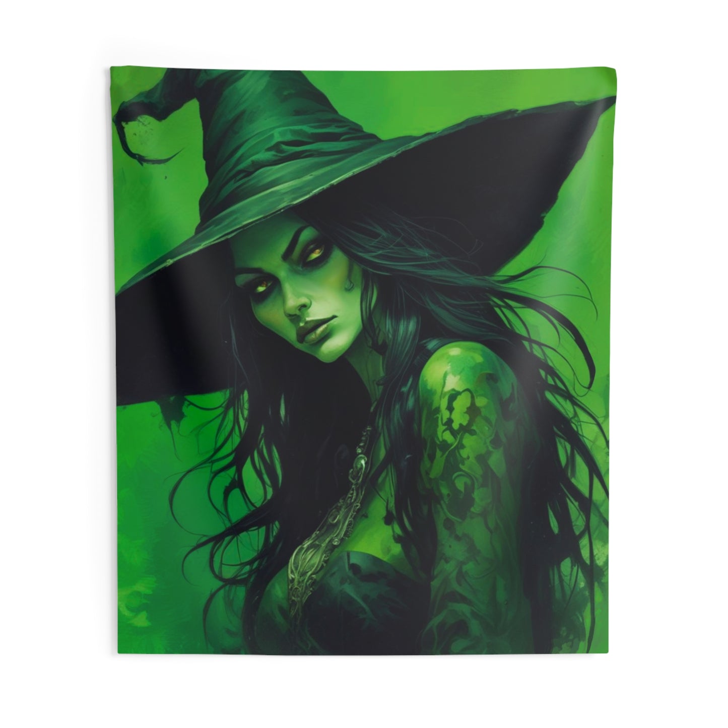 Witch Wall Tapestry - Custom Green Design