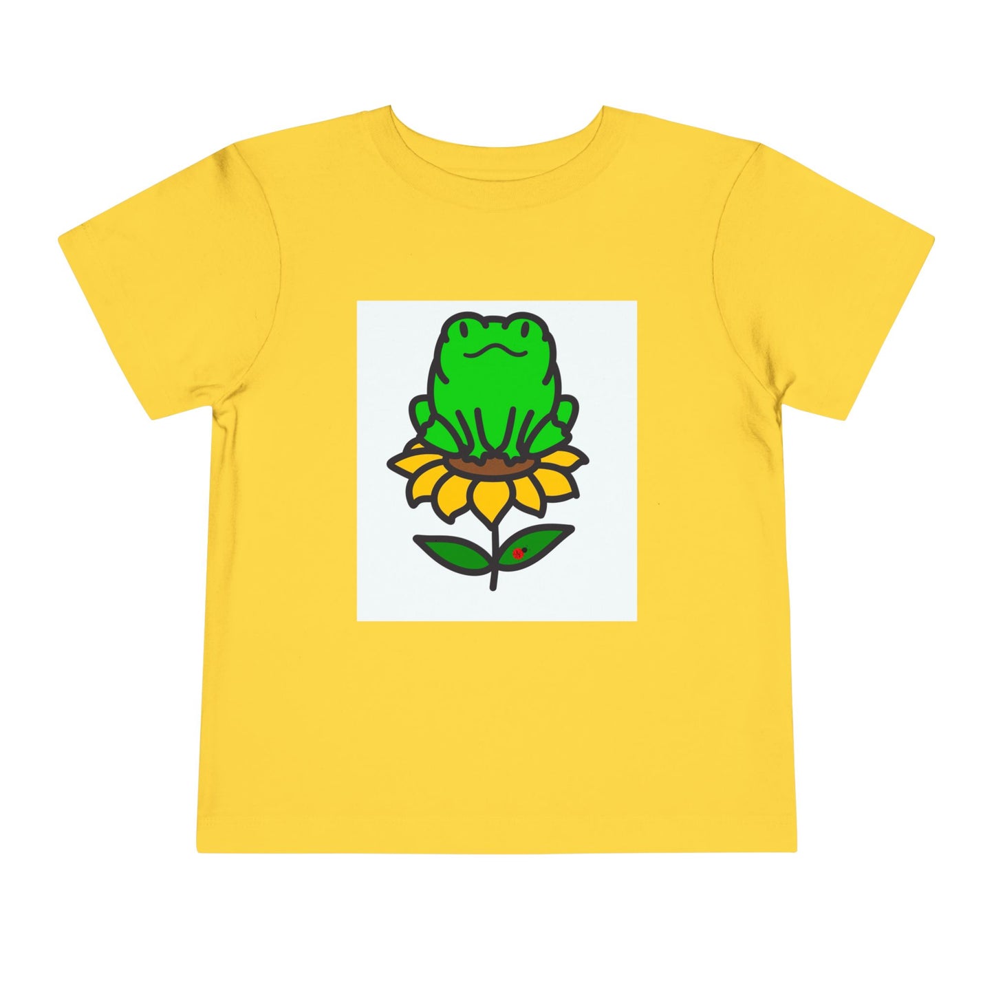 Toddler Tshirt Frog Sitting on Sunflower Short Sleeve Tee