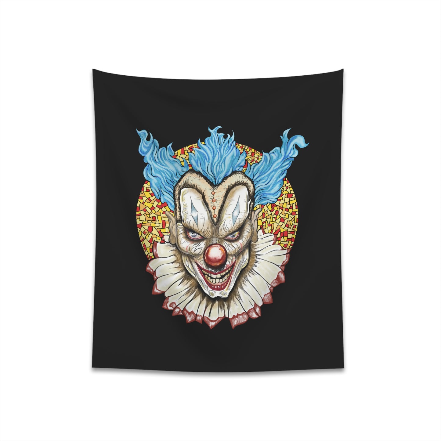 creepy horror clown wall tapestry gothic art