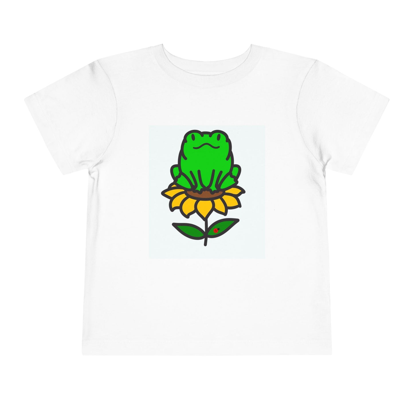 Toddler Tshirt Frog Sitting on Sunflower Short Sleeve Tee