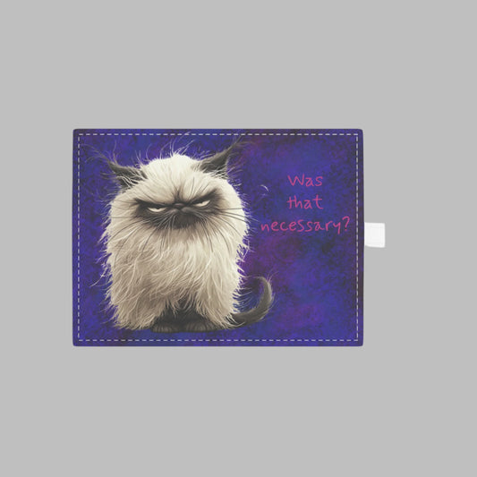 Card Holder Wallet - Messy Hair Grouchy Cat Design