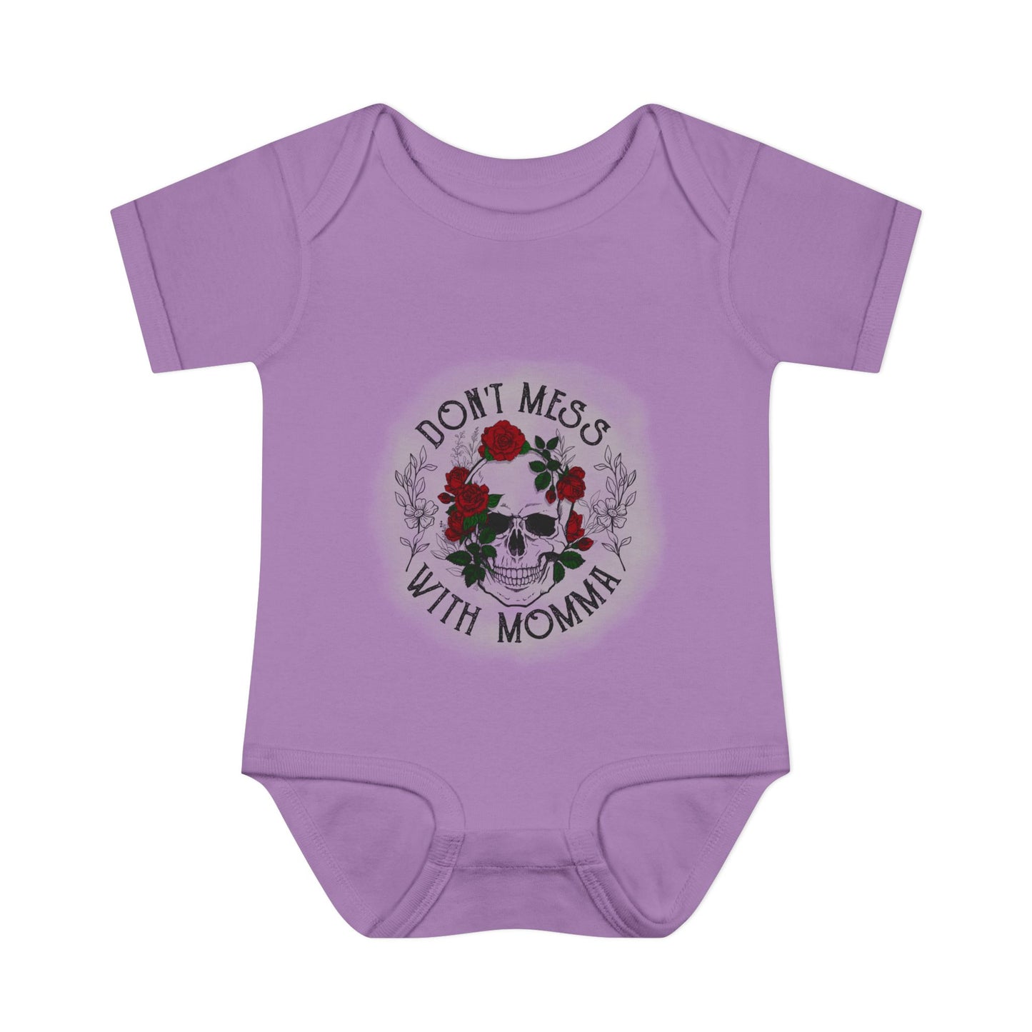 Goth Baby Bodysuit - Skull and Flowers Design - Don't Mess with Momma