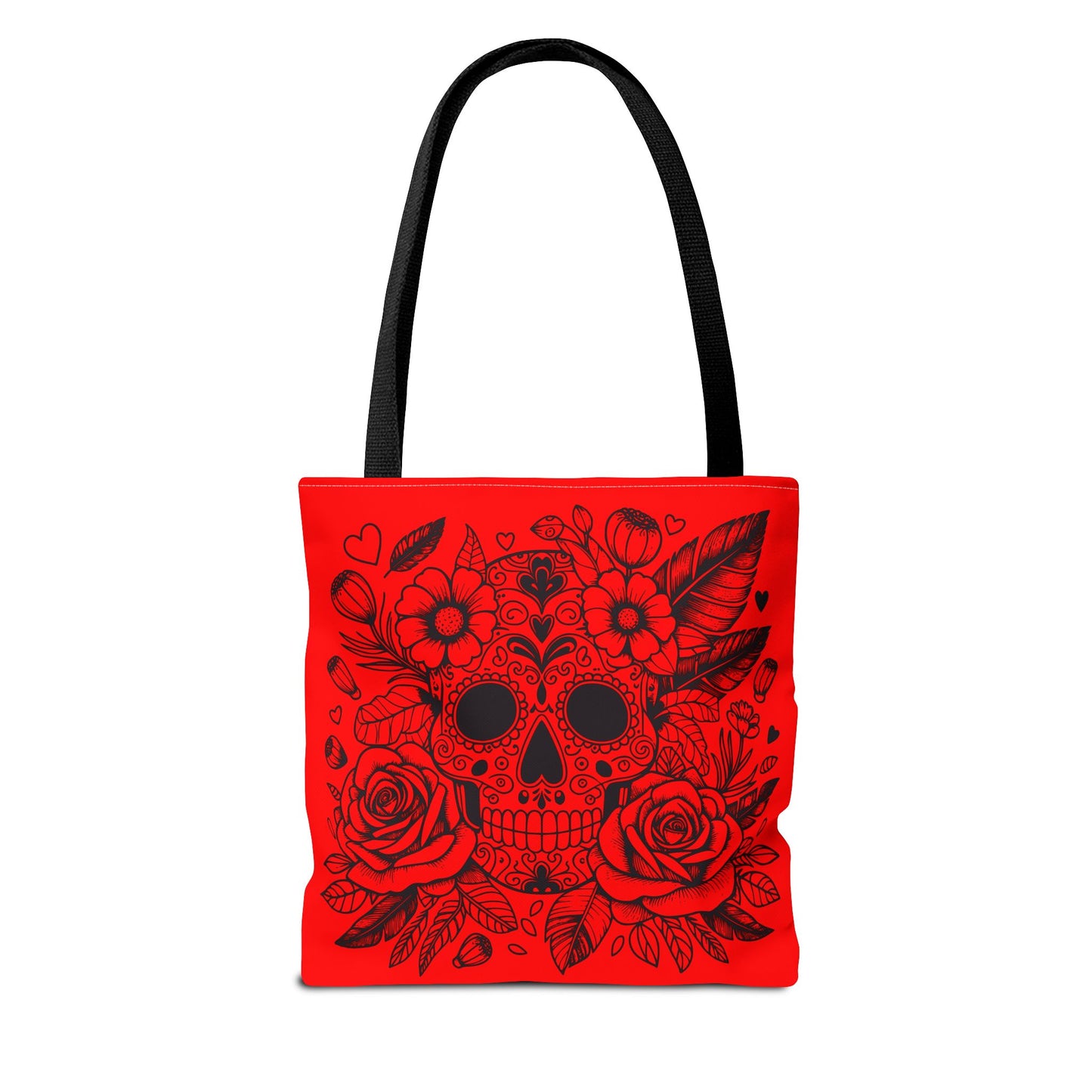 Red and Black Sugar Skull Tote Bag