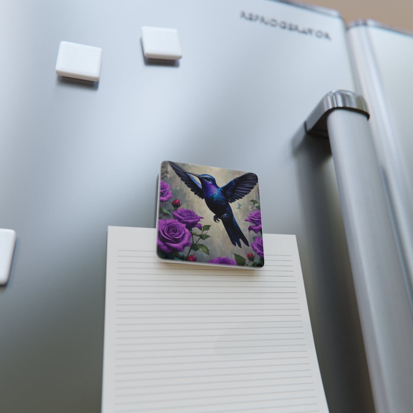 Square Violet/Purple Hummingbird Magnet