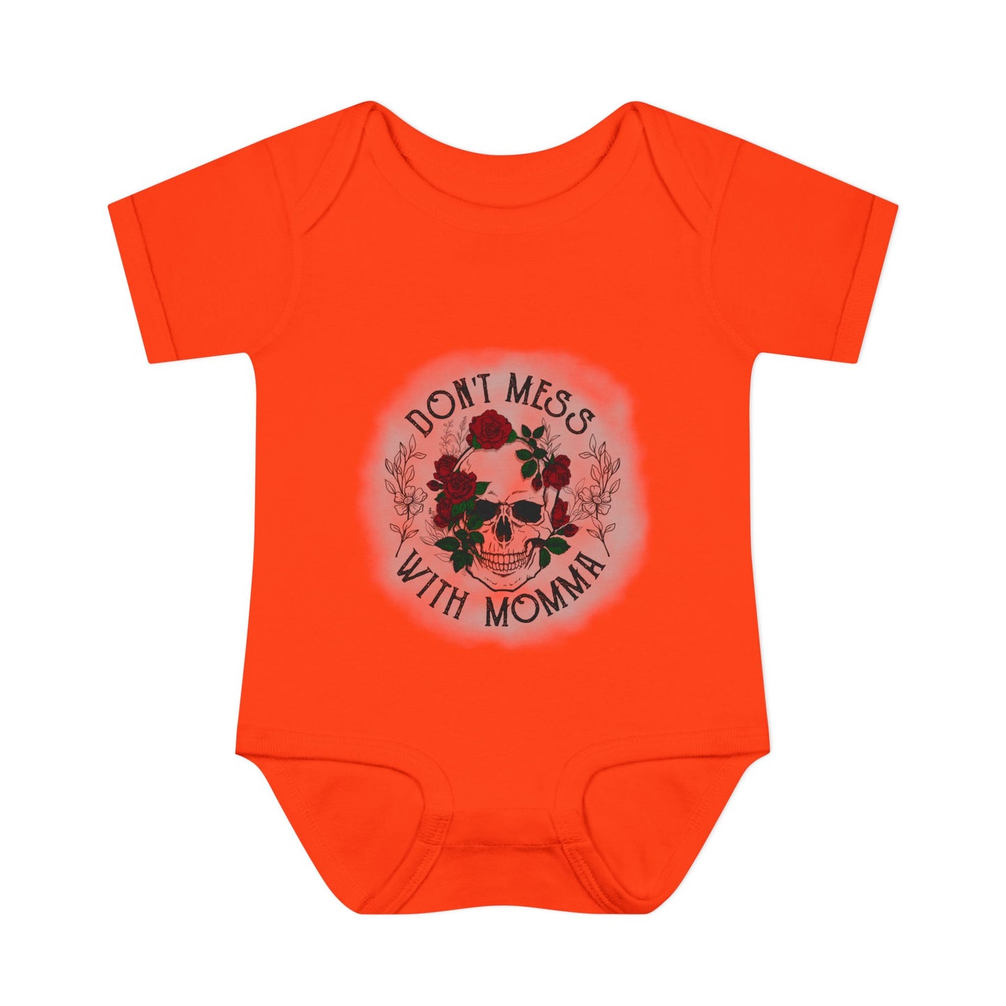 Goth Baby Bodysuit - Skull and Flowers Design - Don't Mess with Momma