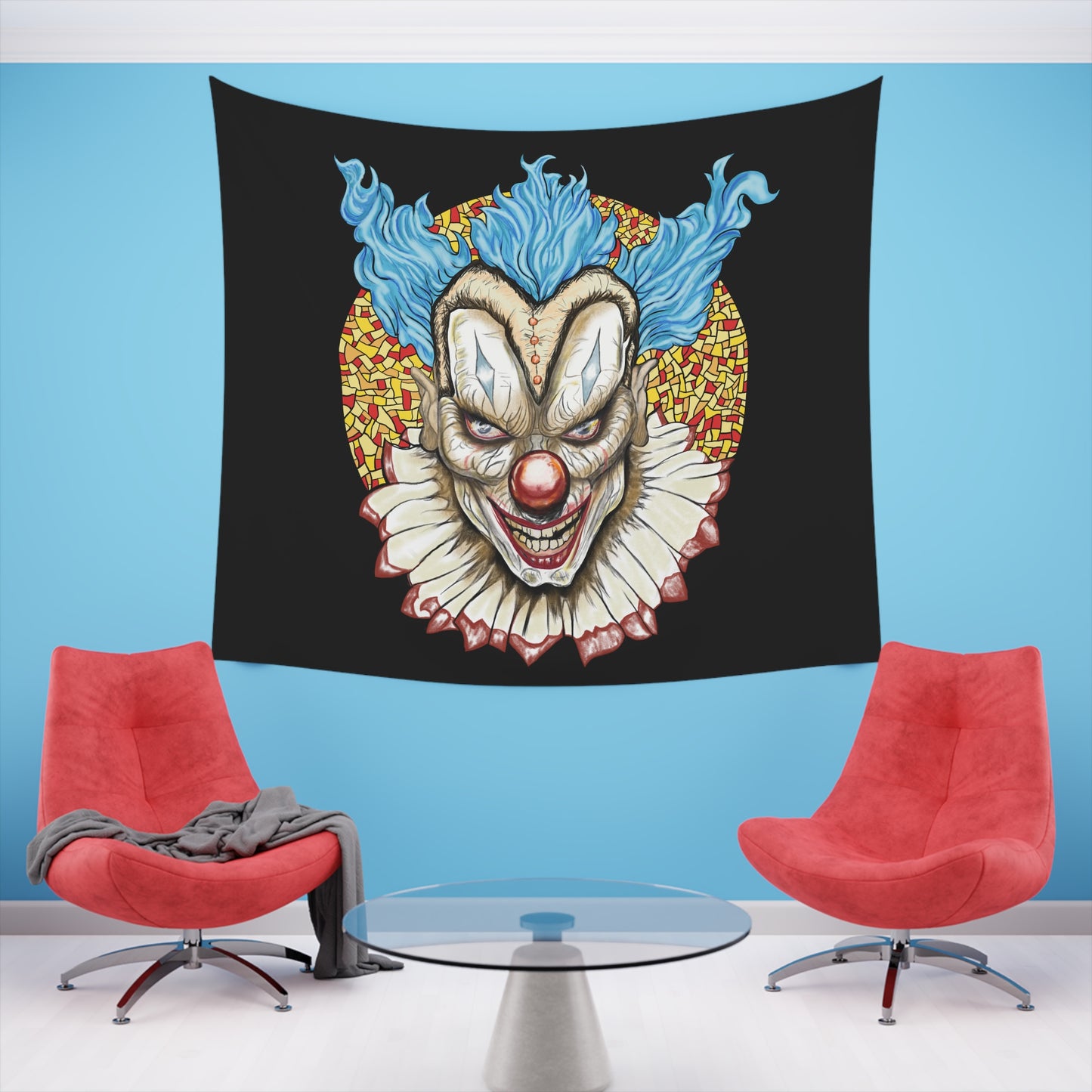 Creepy clown horror gothic "it" wall tapestry art surrealism