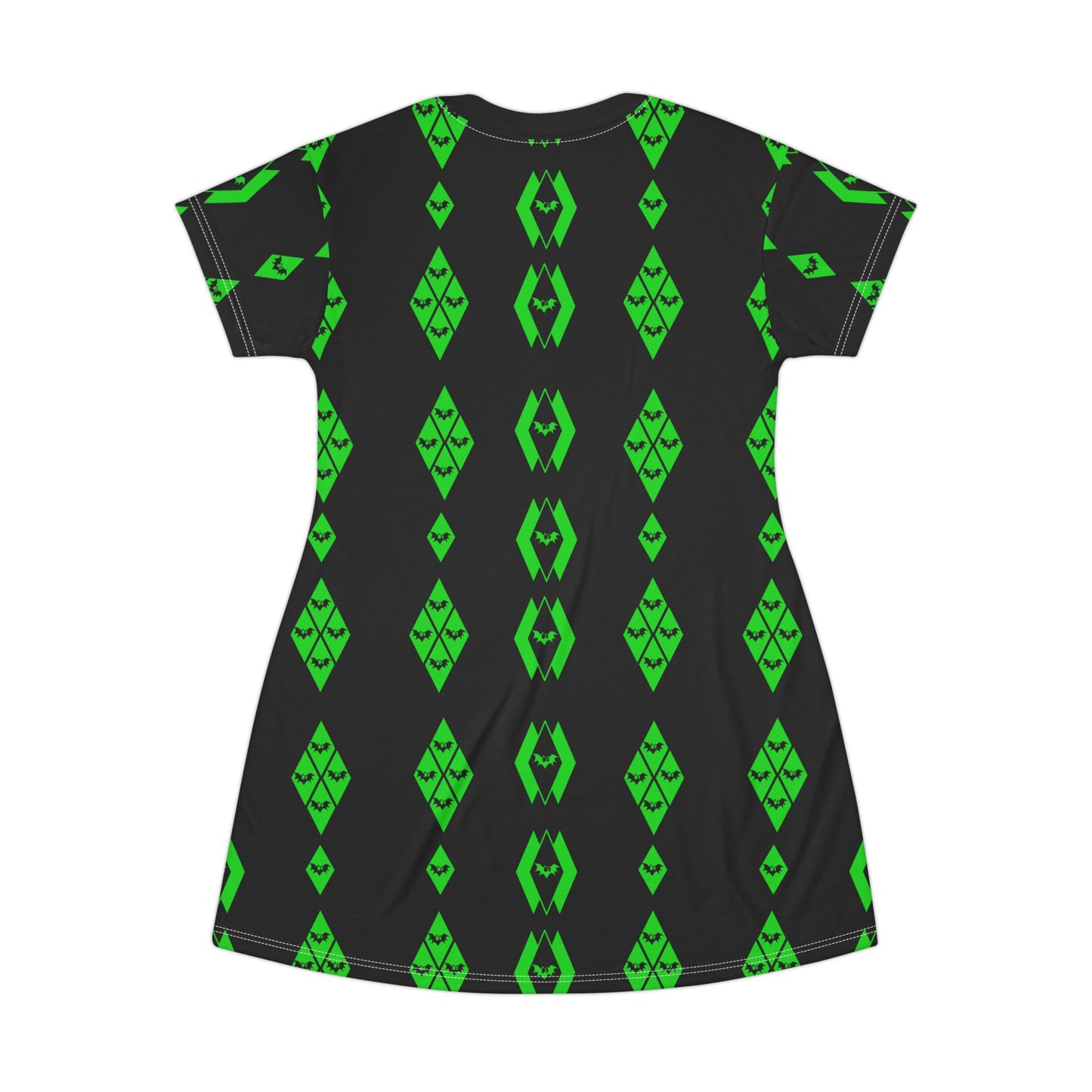 Mid Mod Bats T-Shirt Dress - Fun Quirky Goth Pattern AOP Custom Design