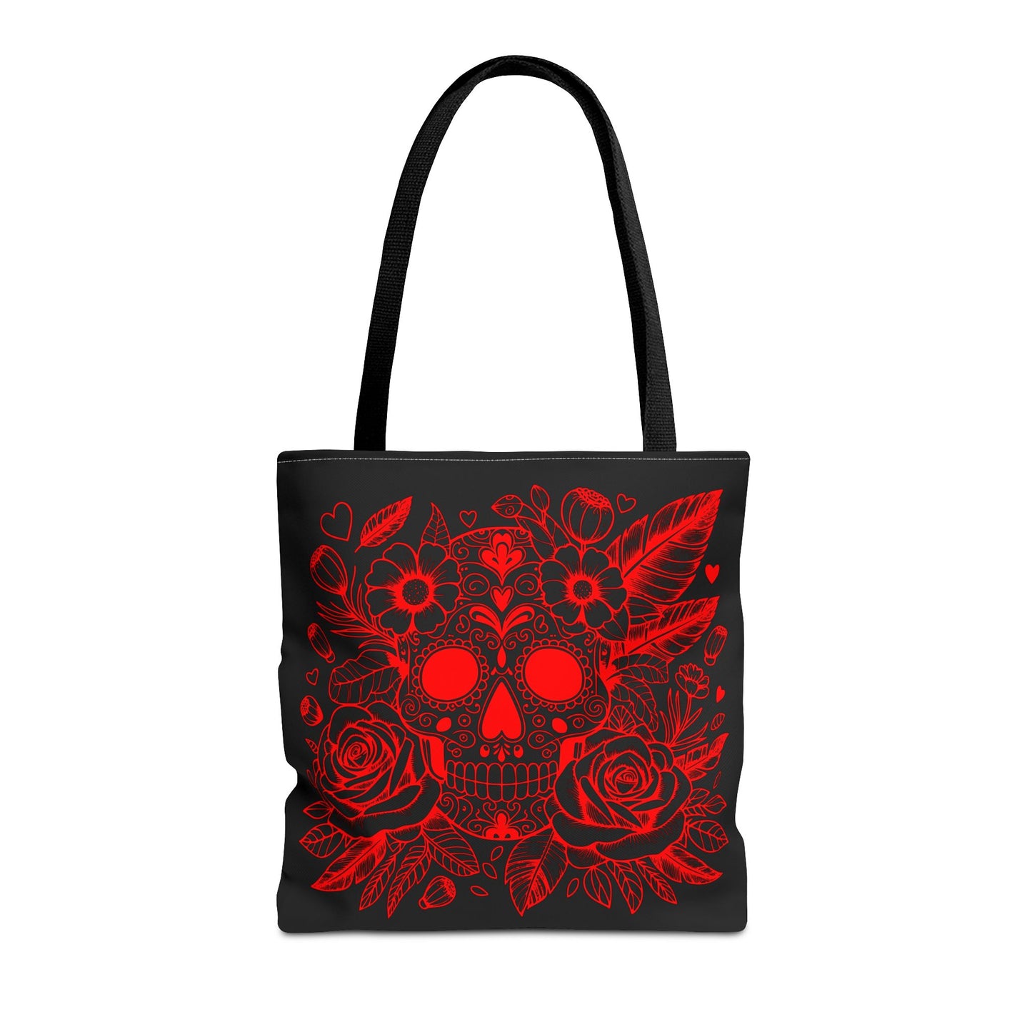 Red and Black Sugar Skull Tote Bag