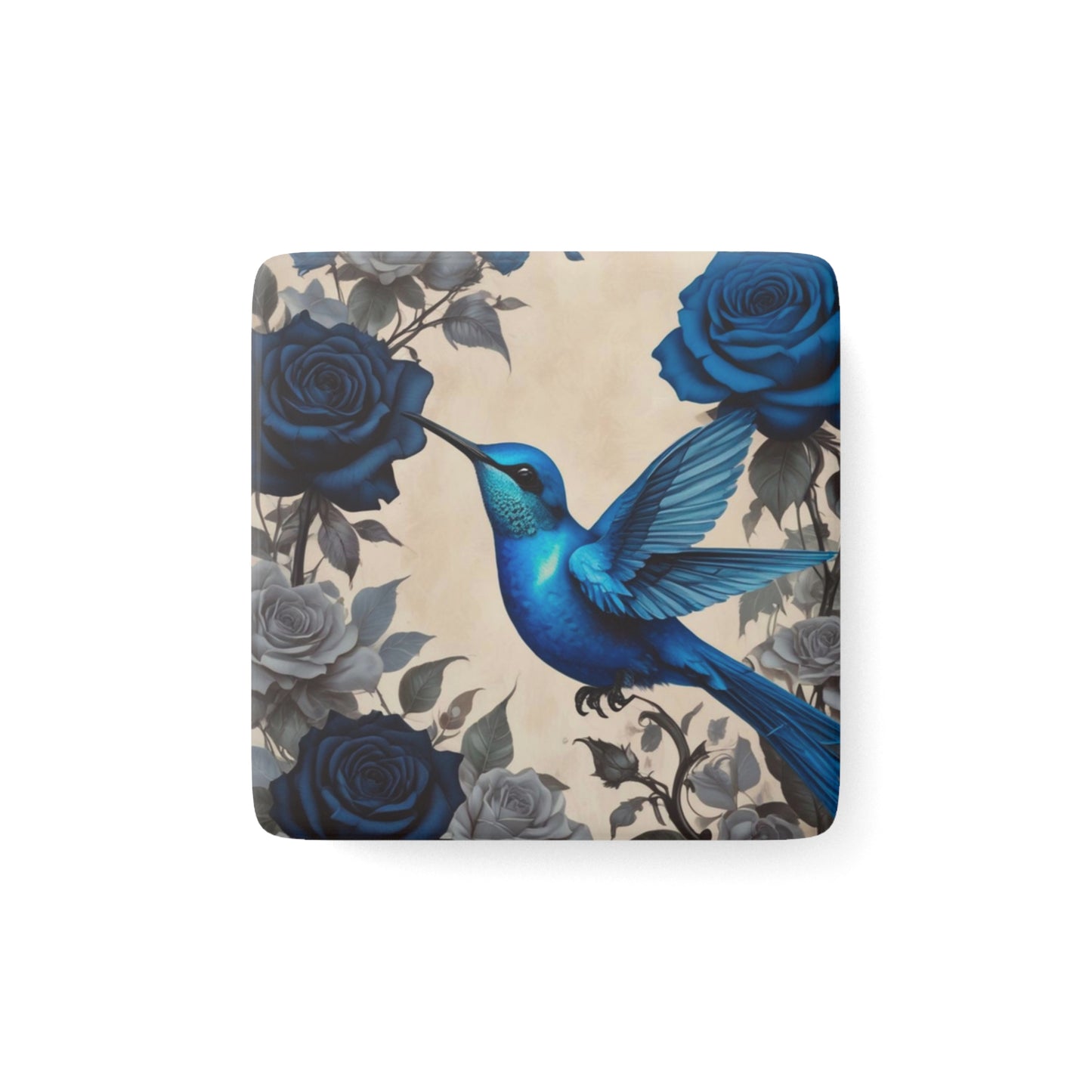 Square Blue Hummingbird Magnet