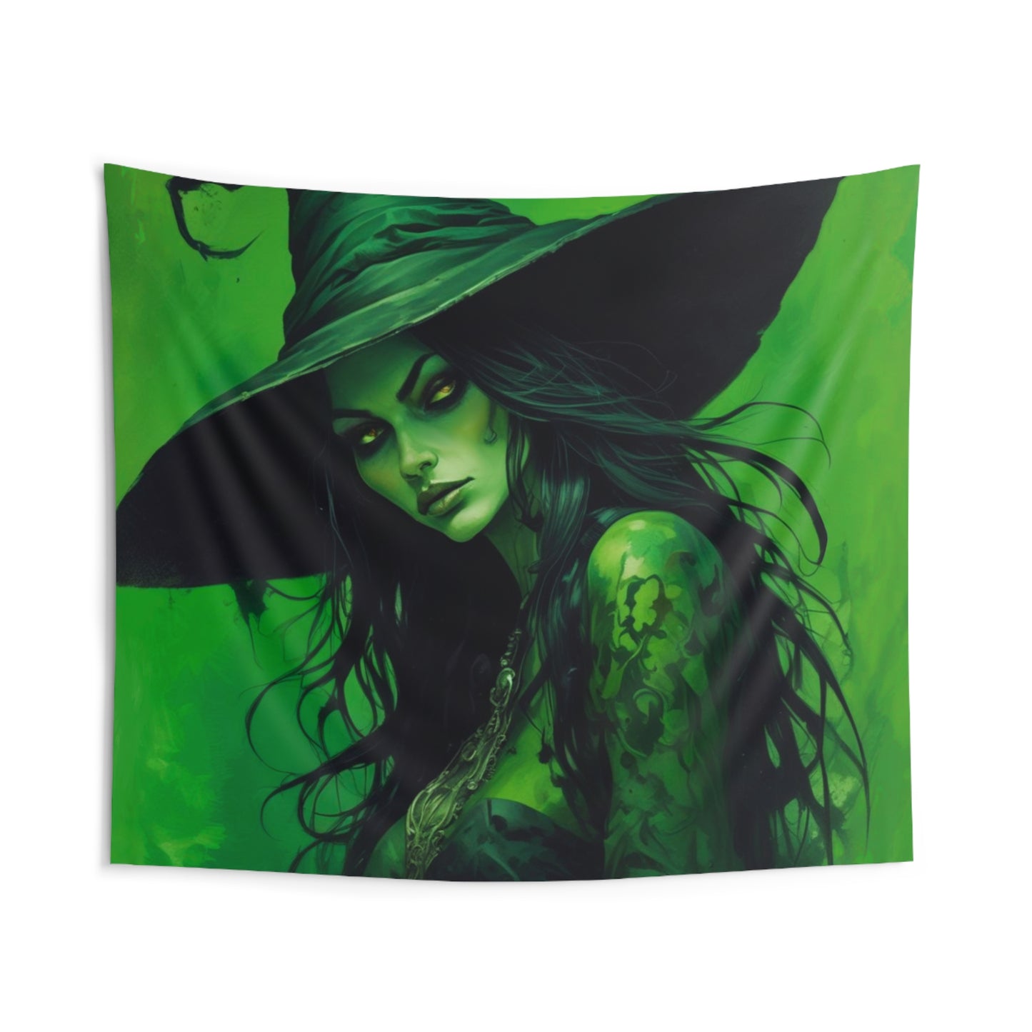 Witch Wall Tapestry - Custom Green Design