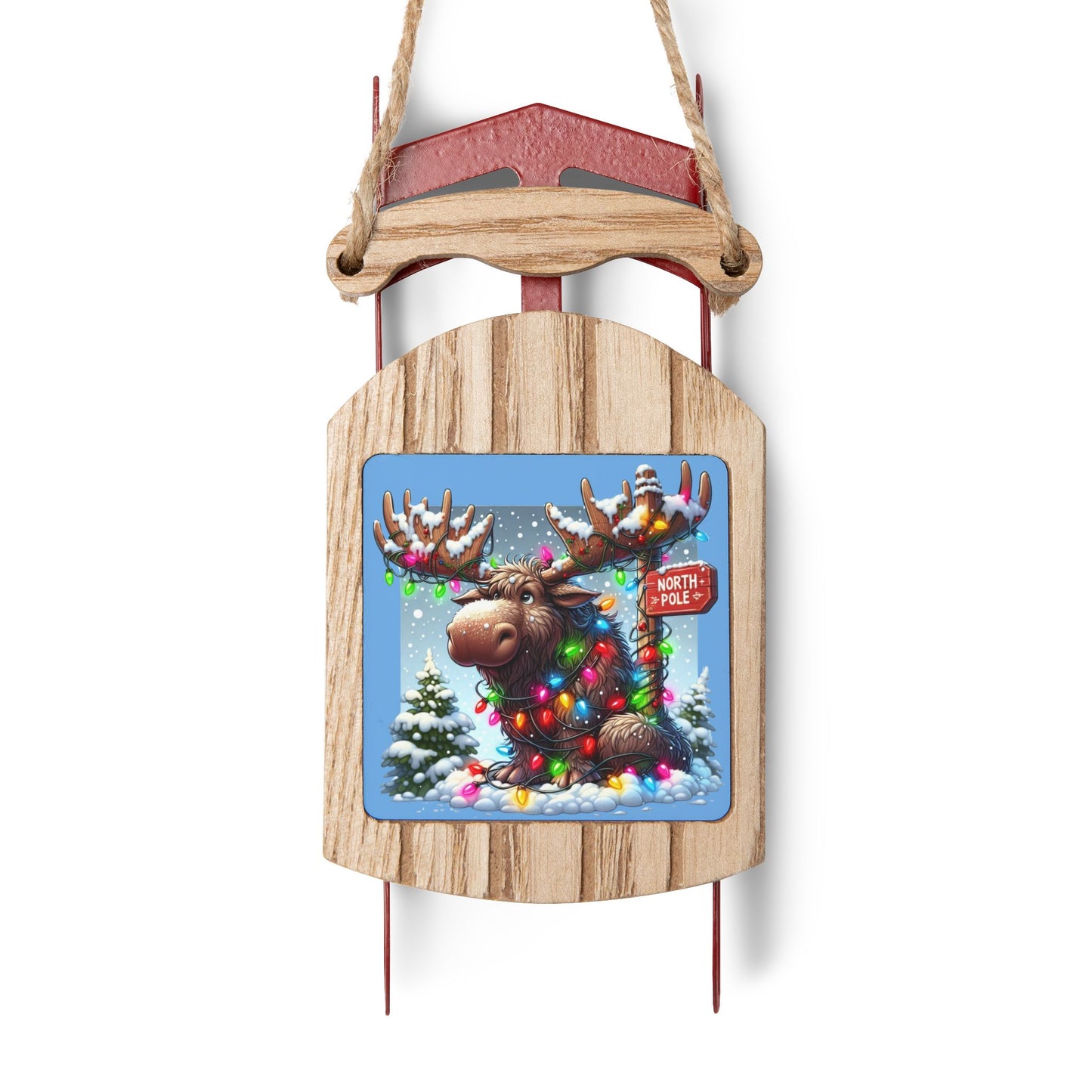 Christmas Moose Sled Ornaments