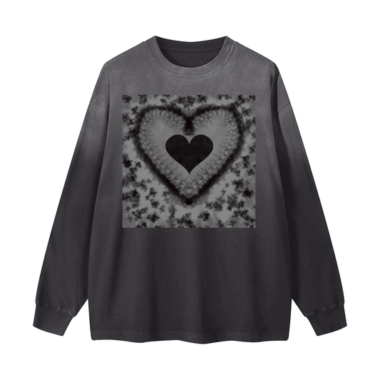 Long sleeve tshirt,Black heart,Valentine ,Ombre,Goth,Alternative ,Grunge ,Unisex,Adult clothing ,Women’s shirts