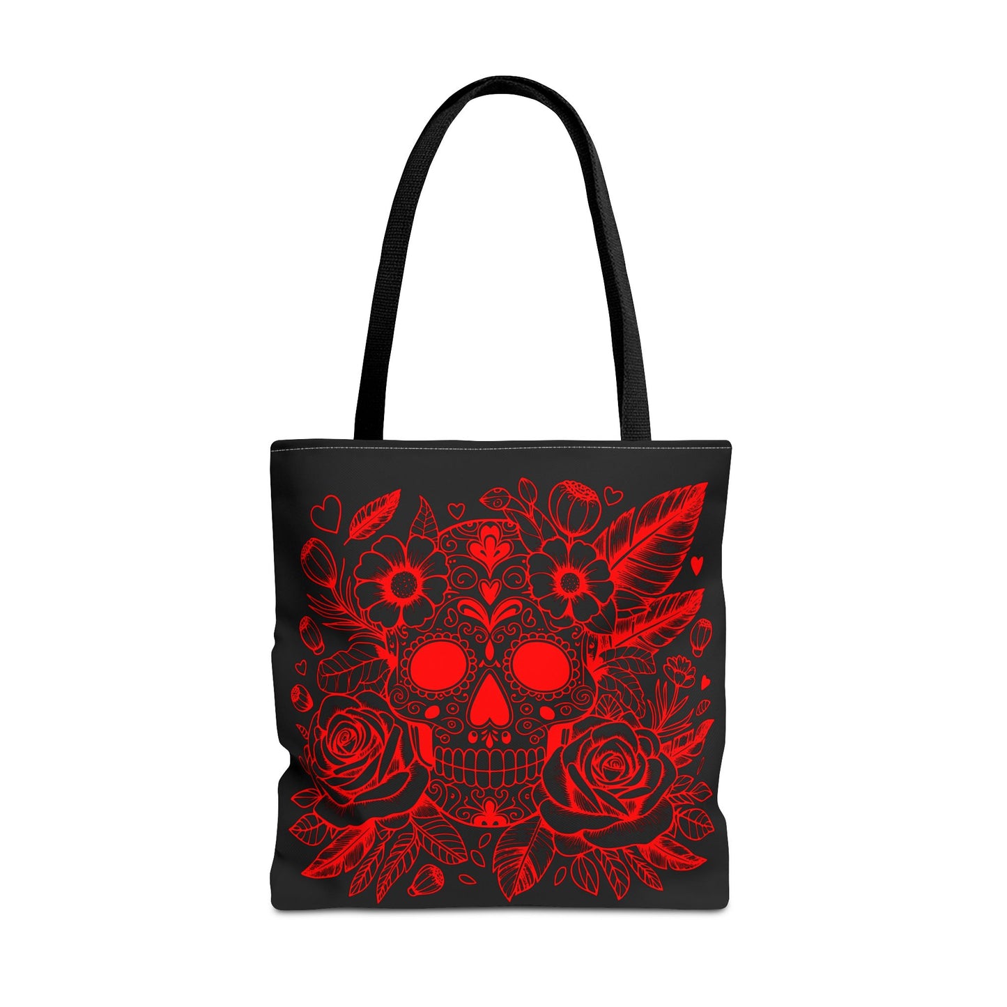 Red and Black Sugar Skull Tote Bag