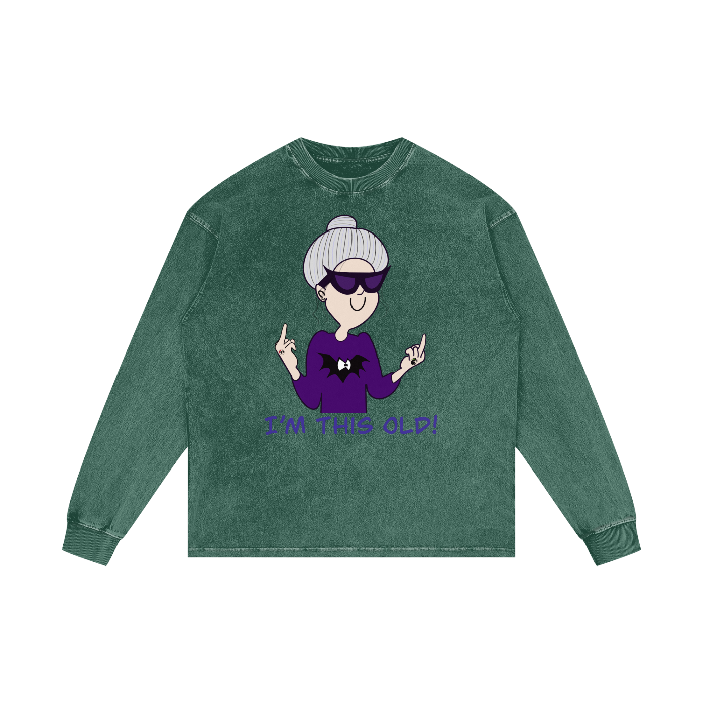 Sassy,Adult tshirts,Long sleeve shirt ,Unisex clothing ,Women’s clothing ,Funny old lady,I’m this old,Middle finger,Old lady with bat shirt,Old lady with tattoos 