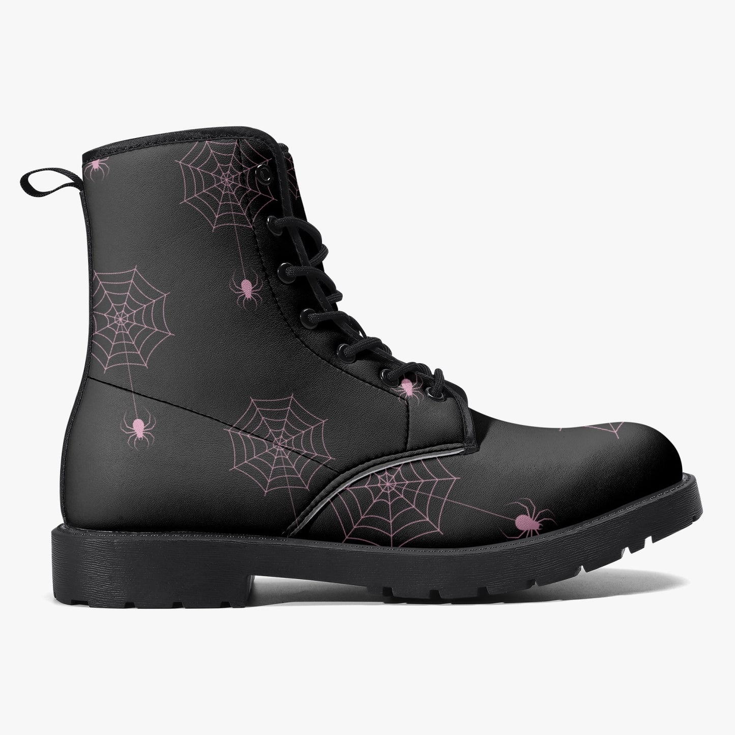 Women's/Unisex Gothic Pink Spiderwebs Combat Boots
