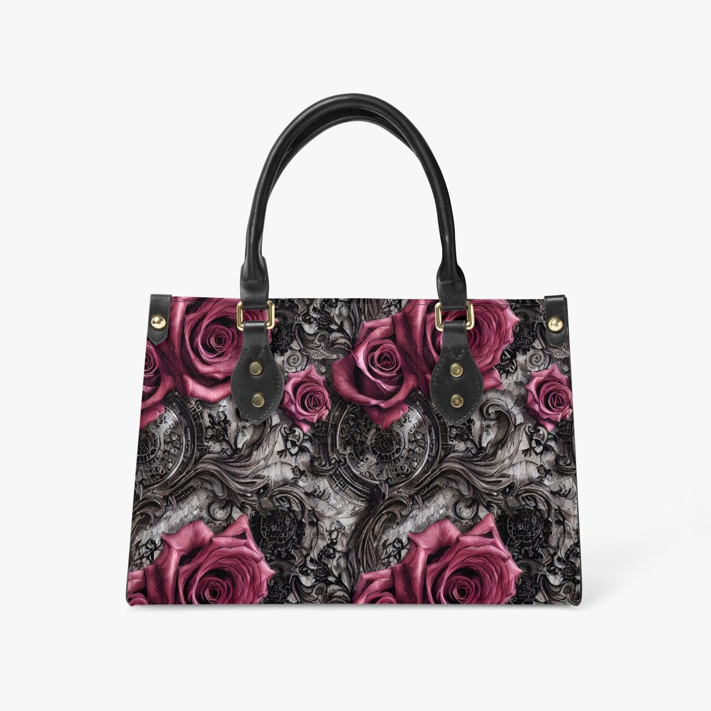 Women's Steampunk Pink Roses Pattern Tote Purse