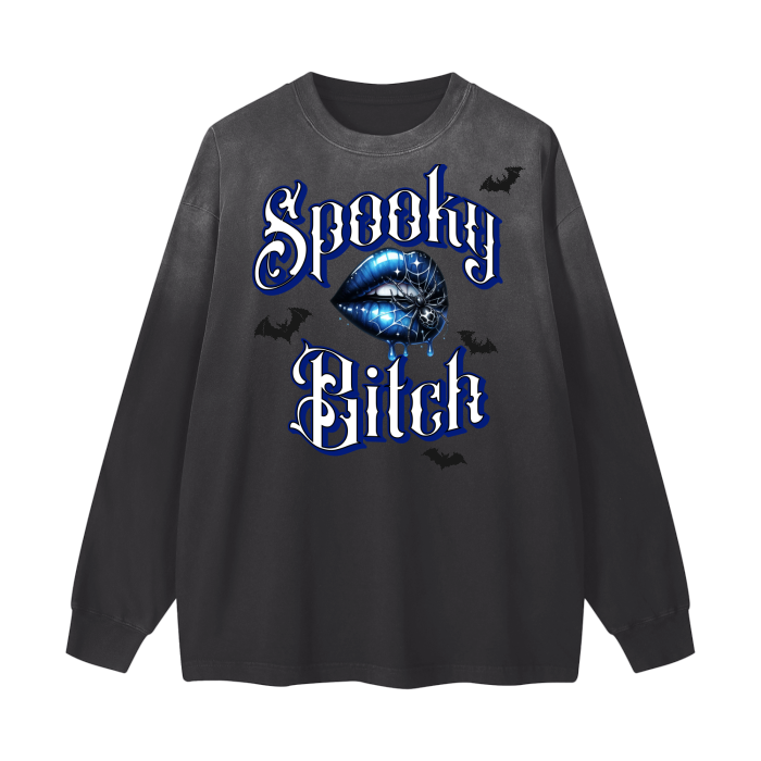 gothic,vintage,alternative,oversized,distressed,spooky,bitch,halloween,spider,blue